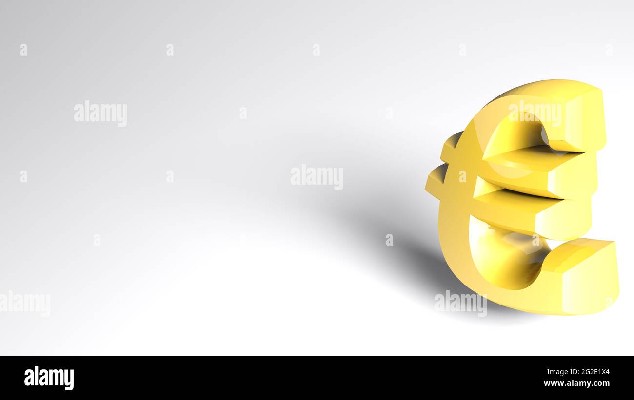 White background with golden yellow euro sign - 3D rendering ...