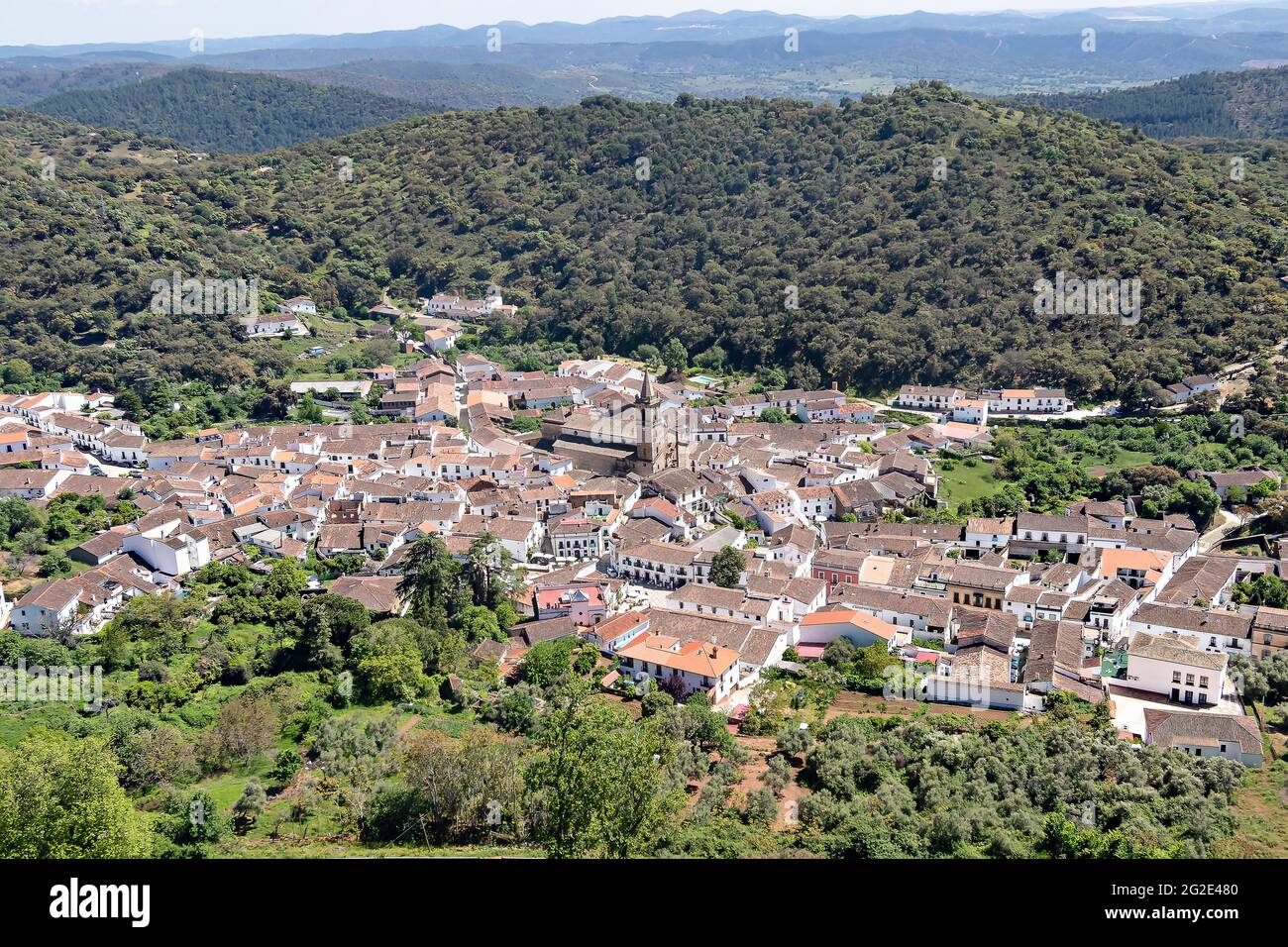 Alajar, municipality in the Sierra de Aracena, province of Huelva, Andalusia. It gives its name to the highest mountain pass in the province of Huelva Stock Photo