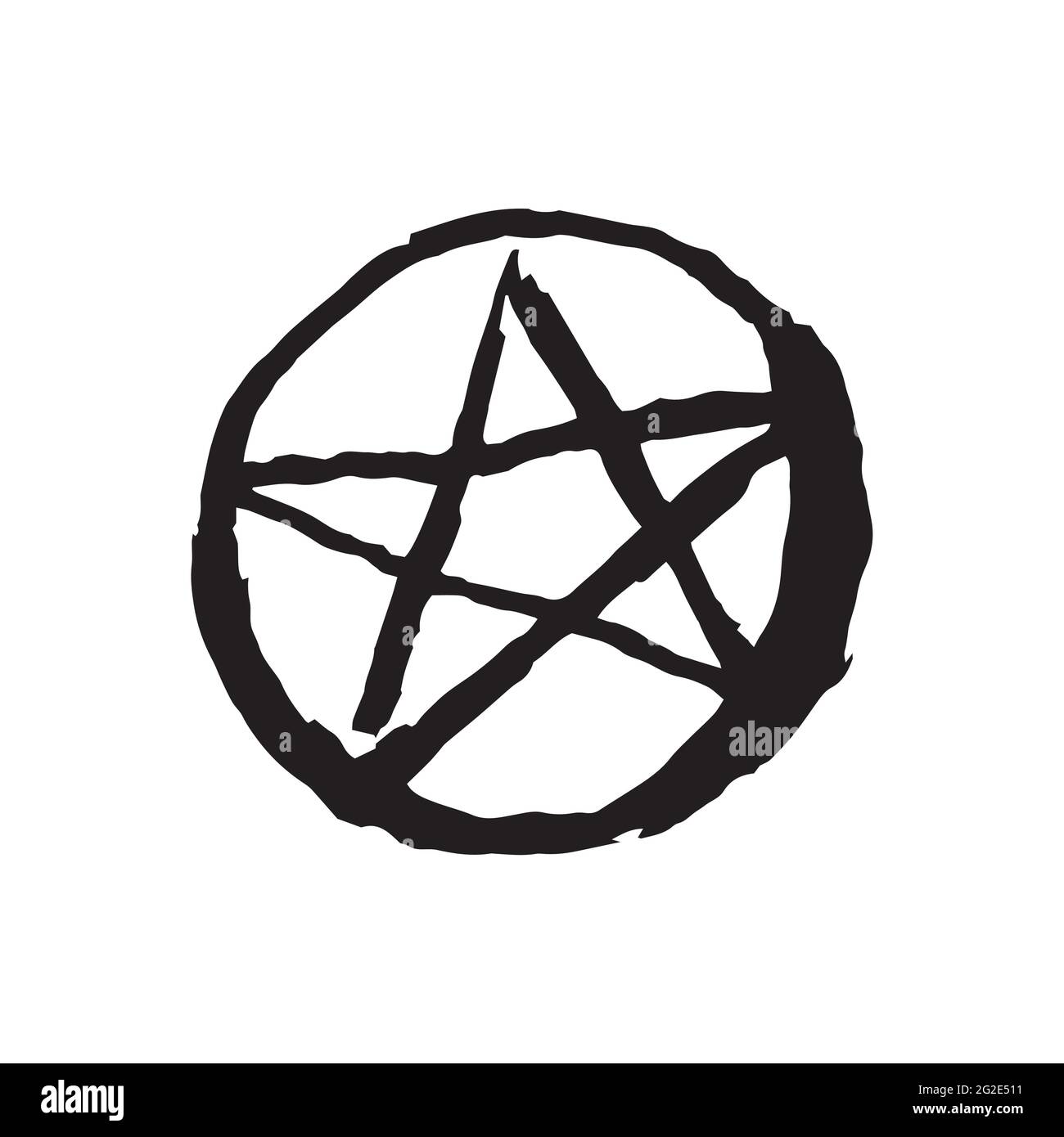 Ancient evil mystic magic symbol of pentagram hand drawn illustration Stock Vector