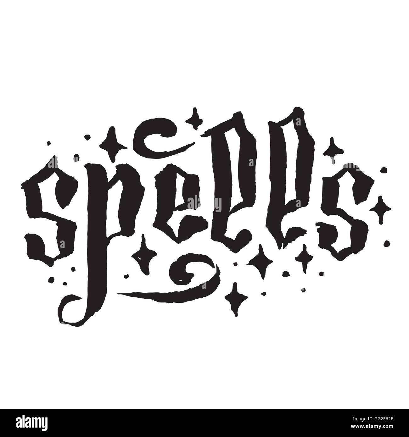 Mysticism witchcraft occult hand drawn lettering illustration Stock ...