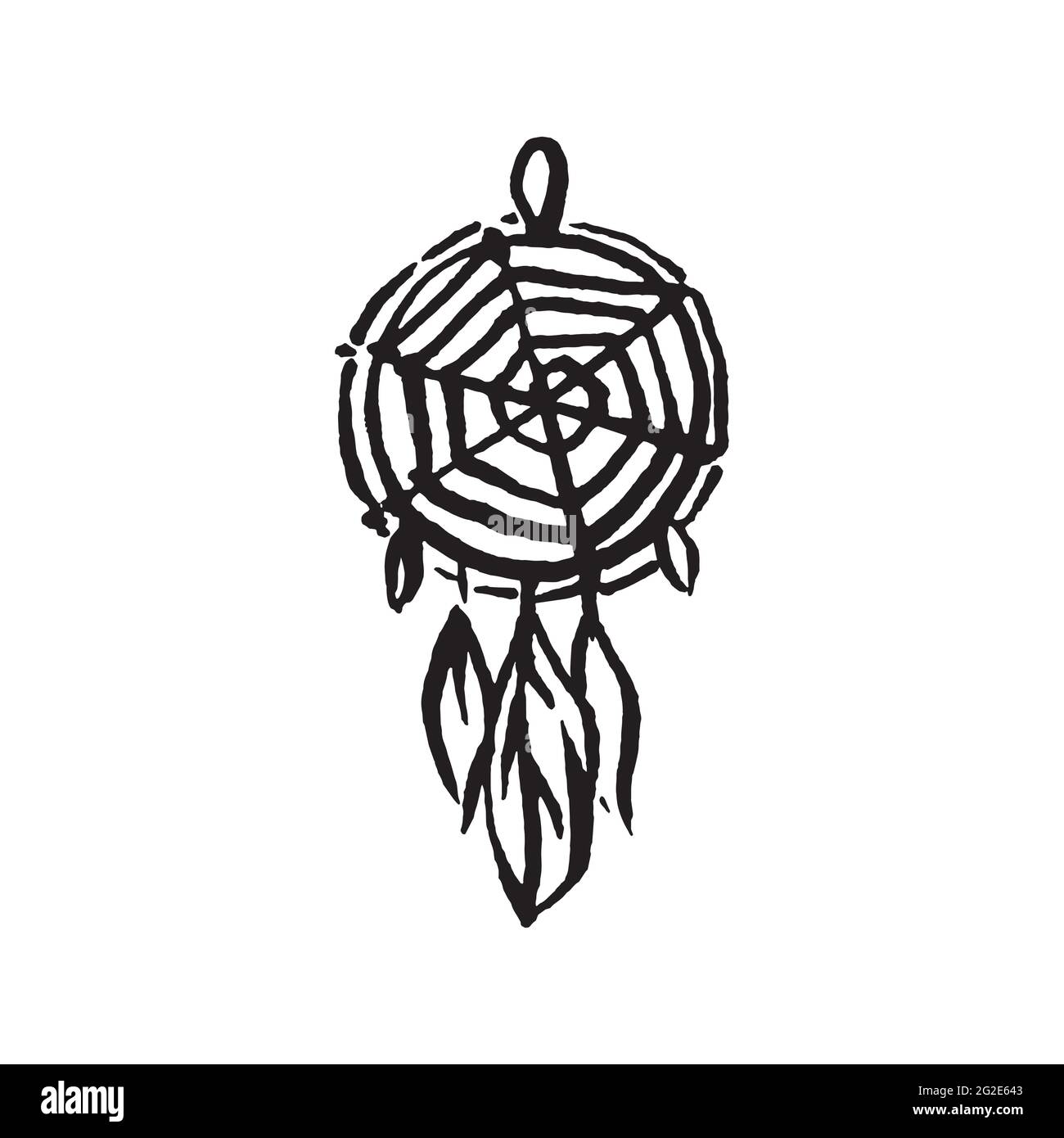 Tribal indian dream catcher hand drawn icon illustration Stock Vector