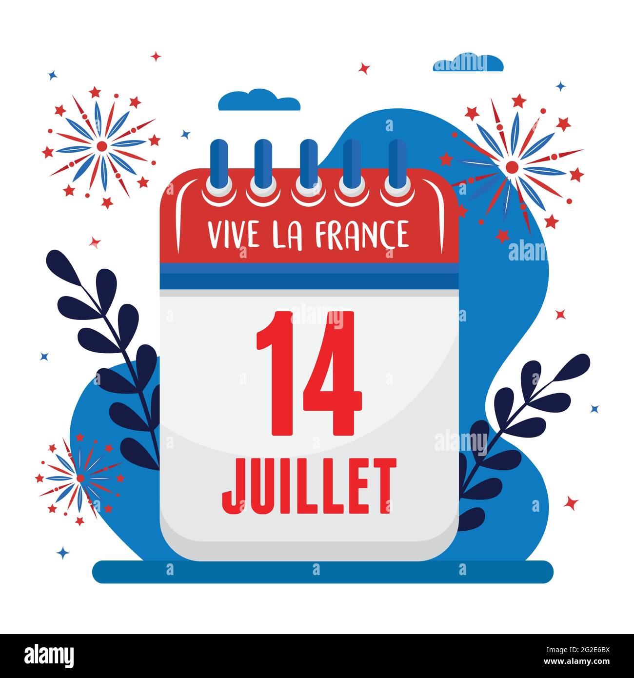 Bastille day calendar with leaves Stock Vector Image & Art Alamy