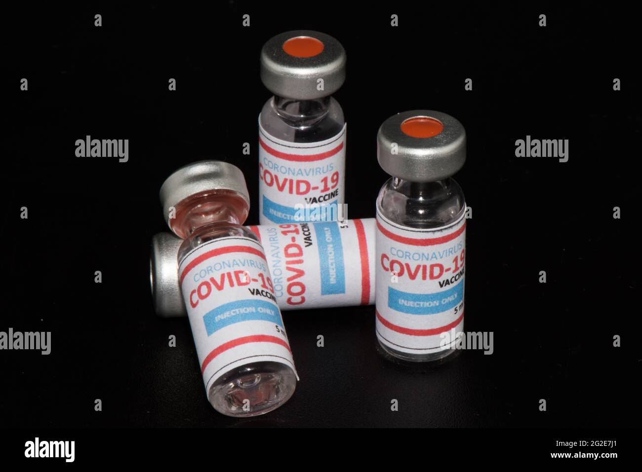 Bottles vial of Covid-19 coronavirus vaccine in a research medical lab ...