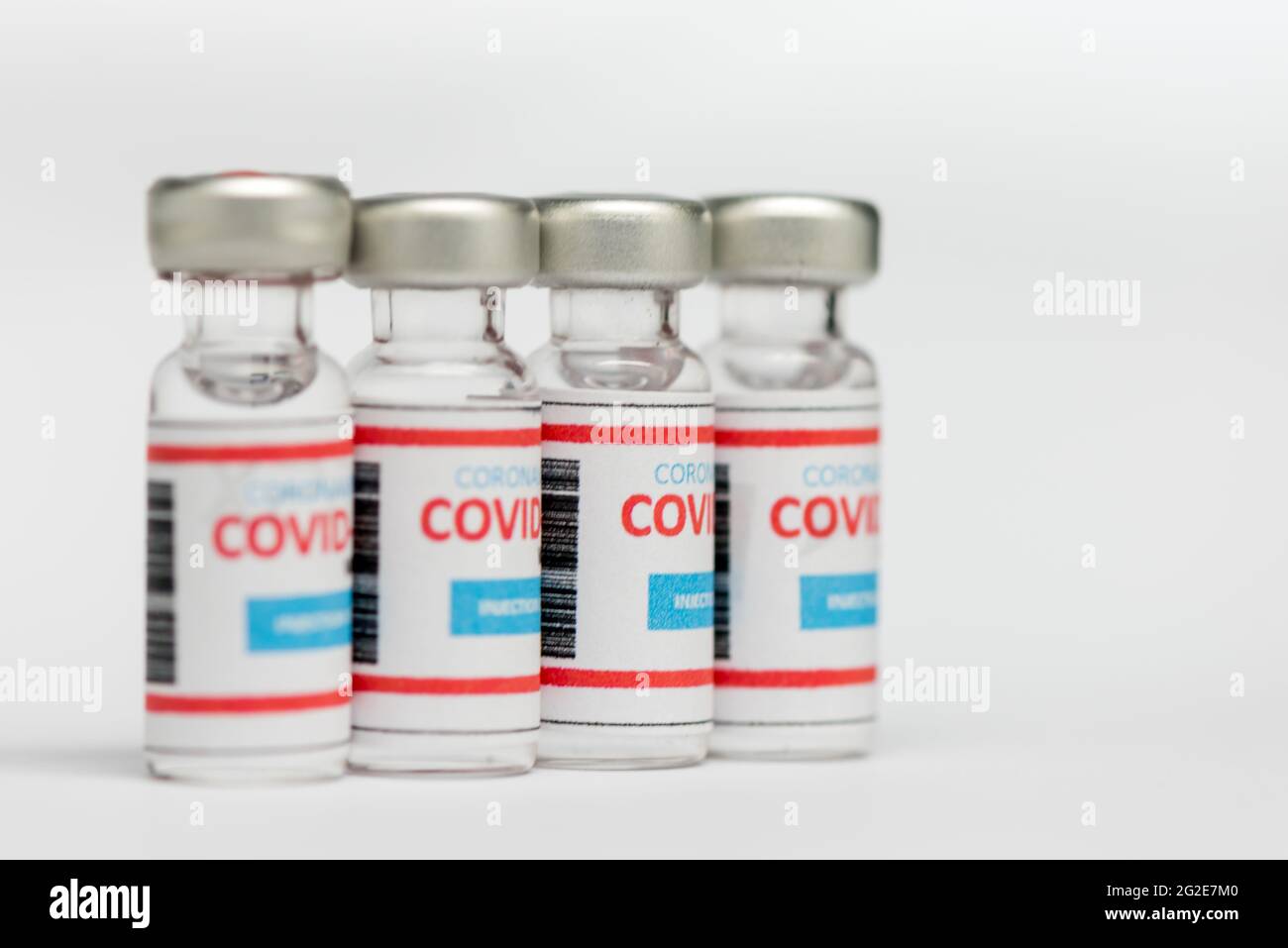 Bottles vial of Covid-19 coronavirus vaccine in a research medical lab ...
