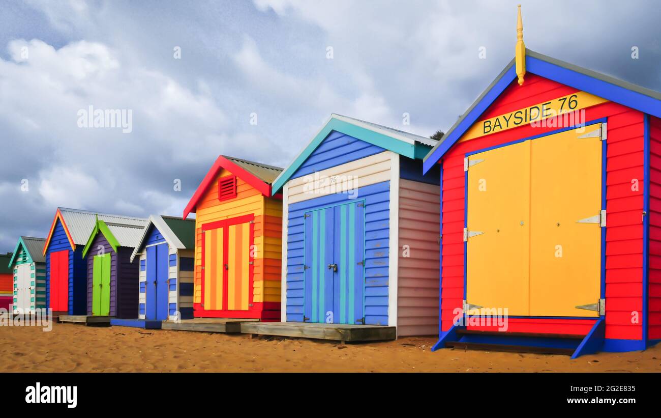 Beach Huts .. Melbourne Australia Stock Photo Alamy