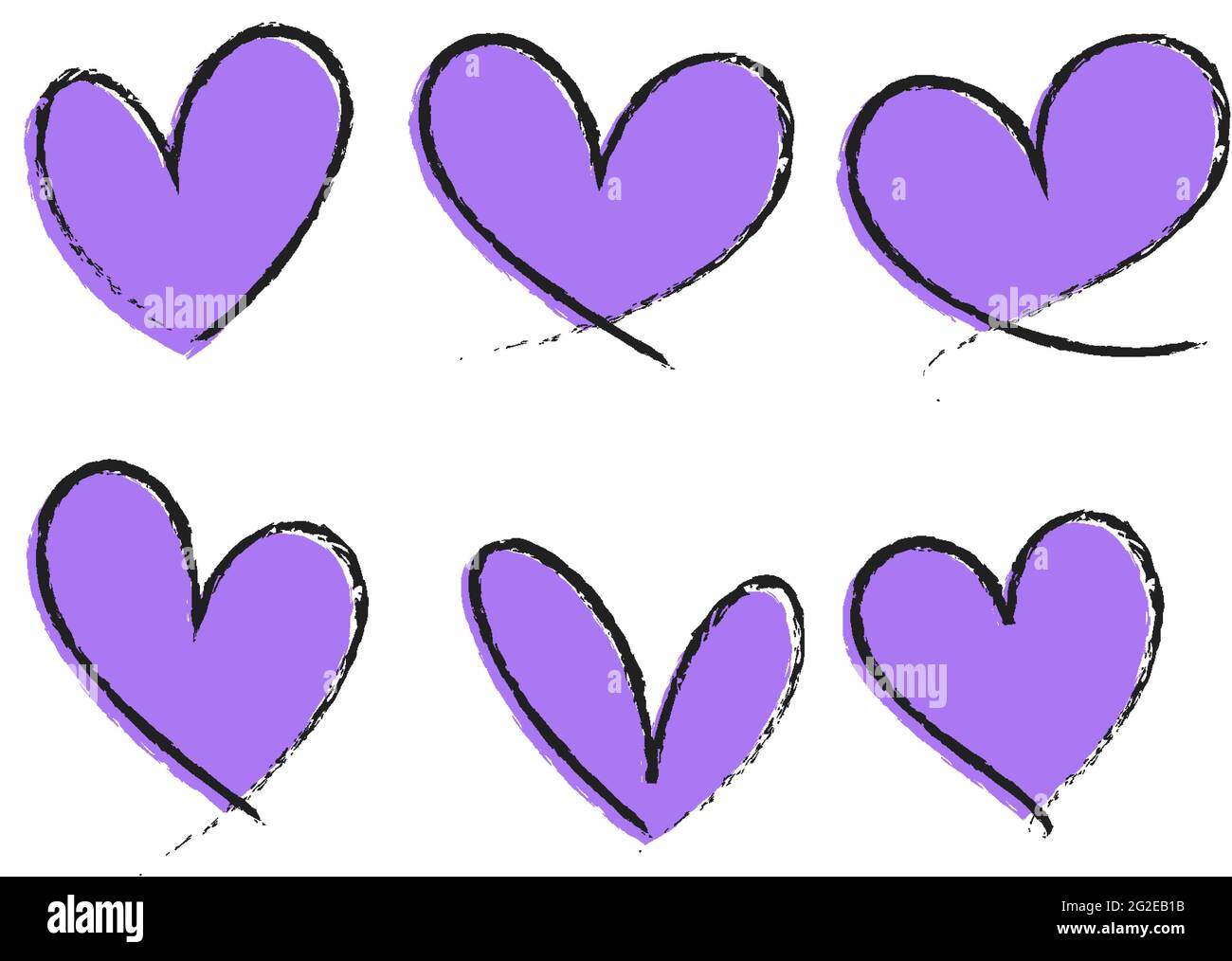 Set of red heart hand drawn isolated illustration Stock Vector Image ...