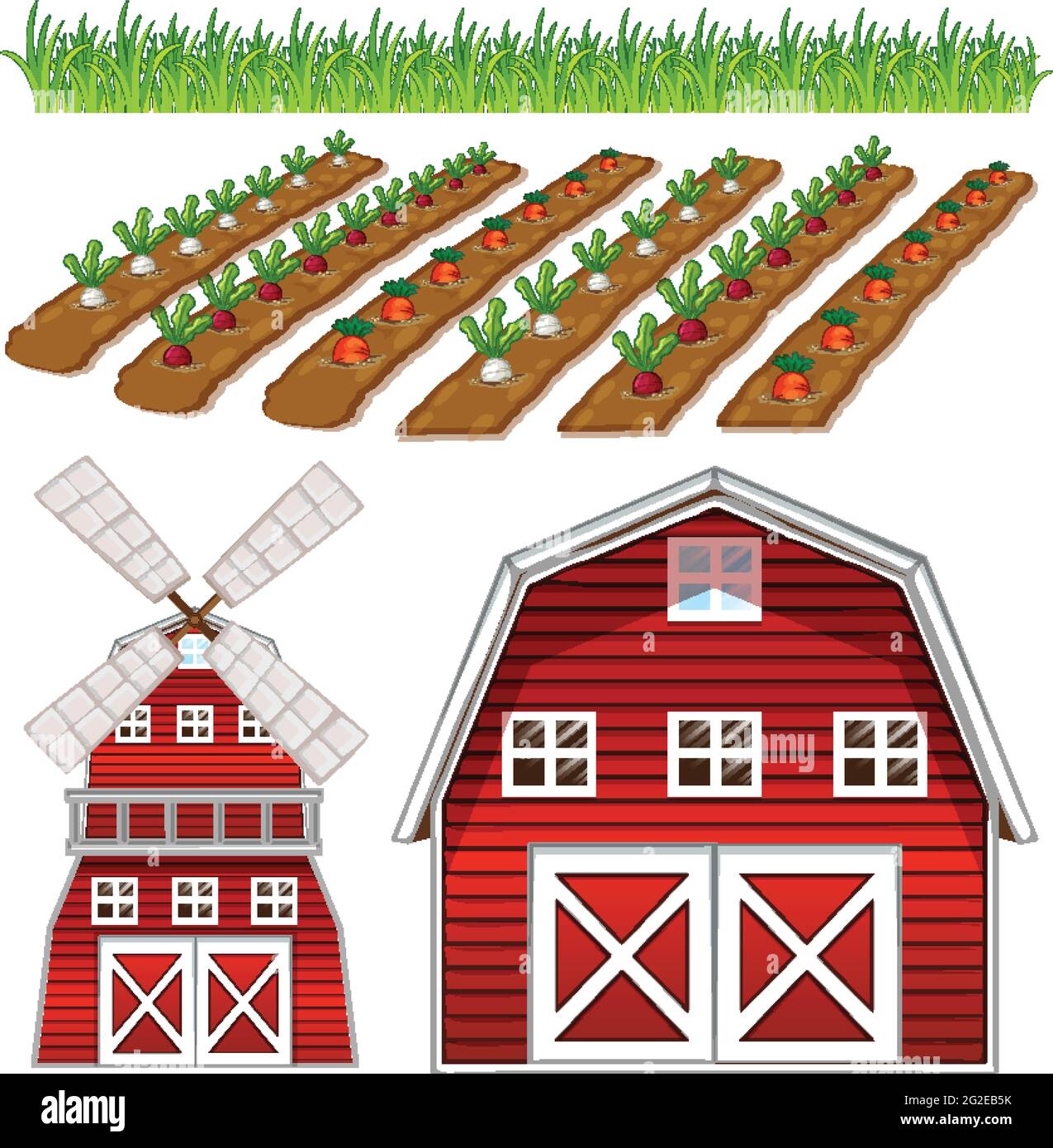 Farm element set isolated on white background illustration Stock Vector ...