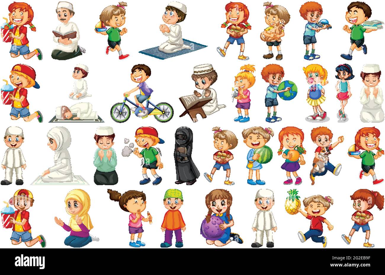 Children doing different activities cartoon character set on white  background illustration Stock Vector Image & Art - Alamy