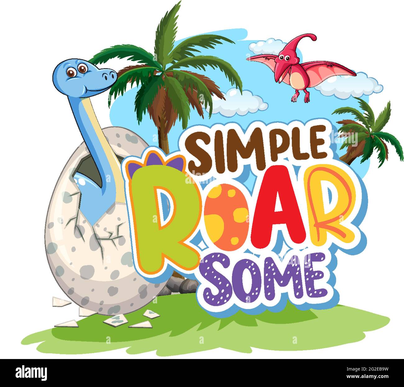 Cute Dinosaur For Nursery Poster Design Roarsome Lettering Hand