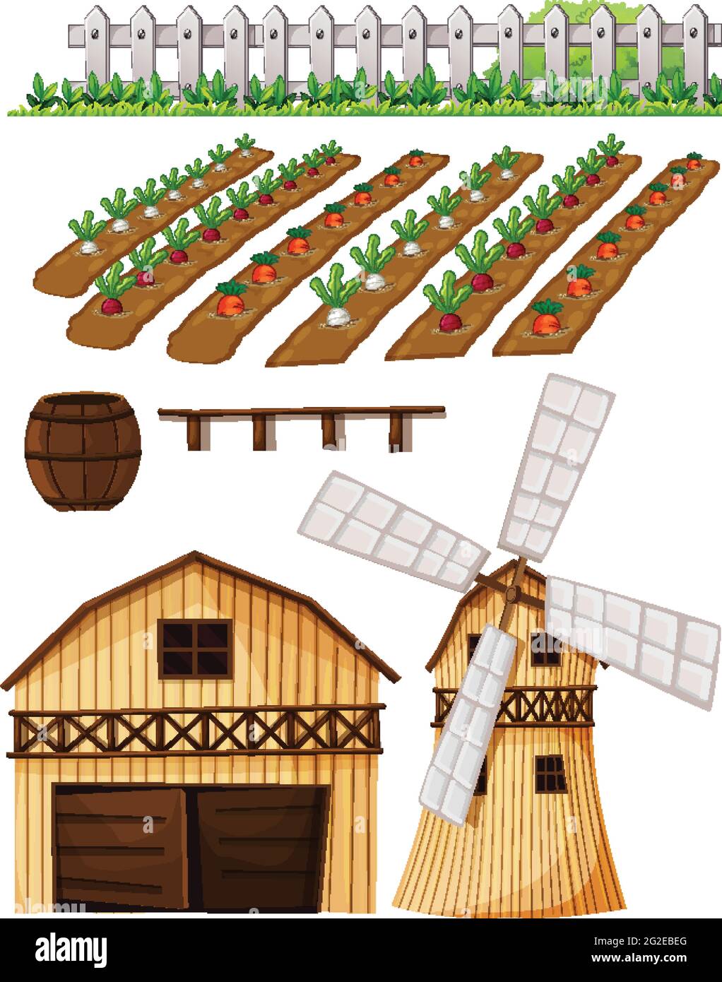 Farm element set isolated on white background illustration Stock Vector ...