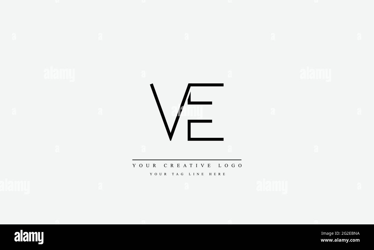 Letter Logo Design with Creative Modern Trendy Typography VE EV Stock Vector