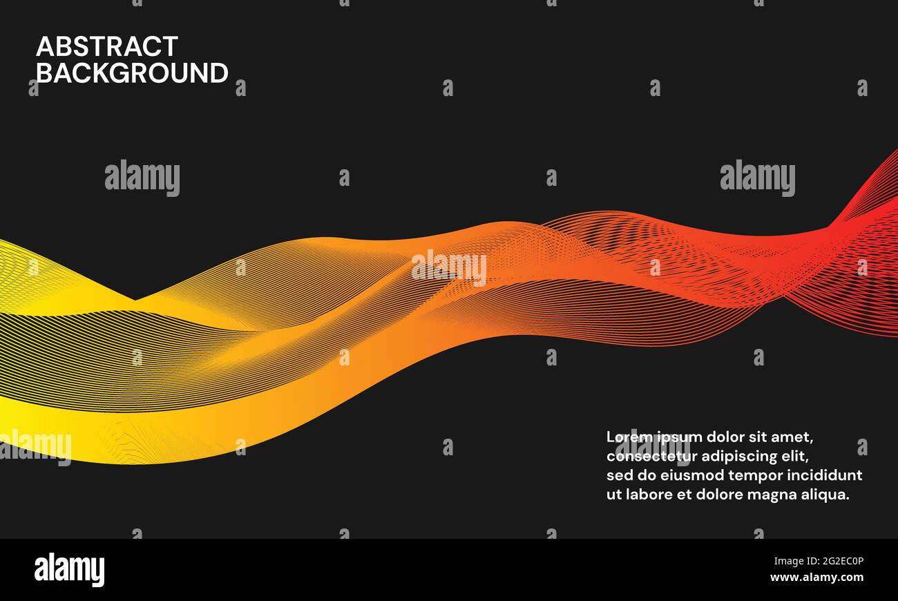 Modern abstract background with wavy lines in yellow and red gradations ...