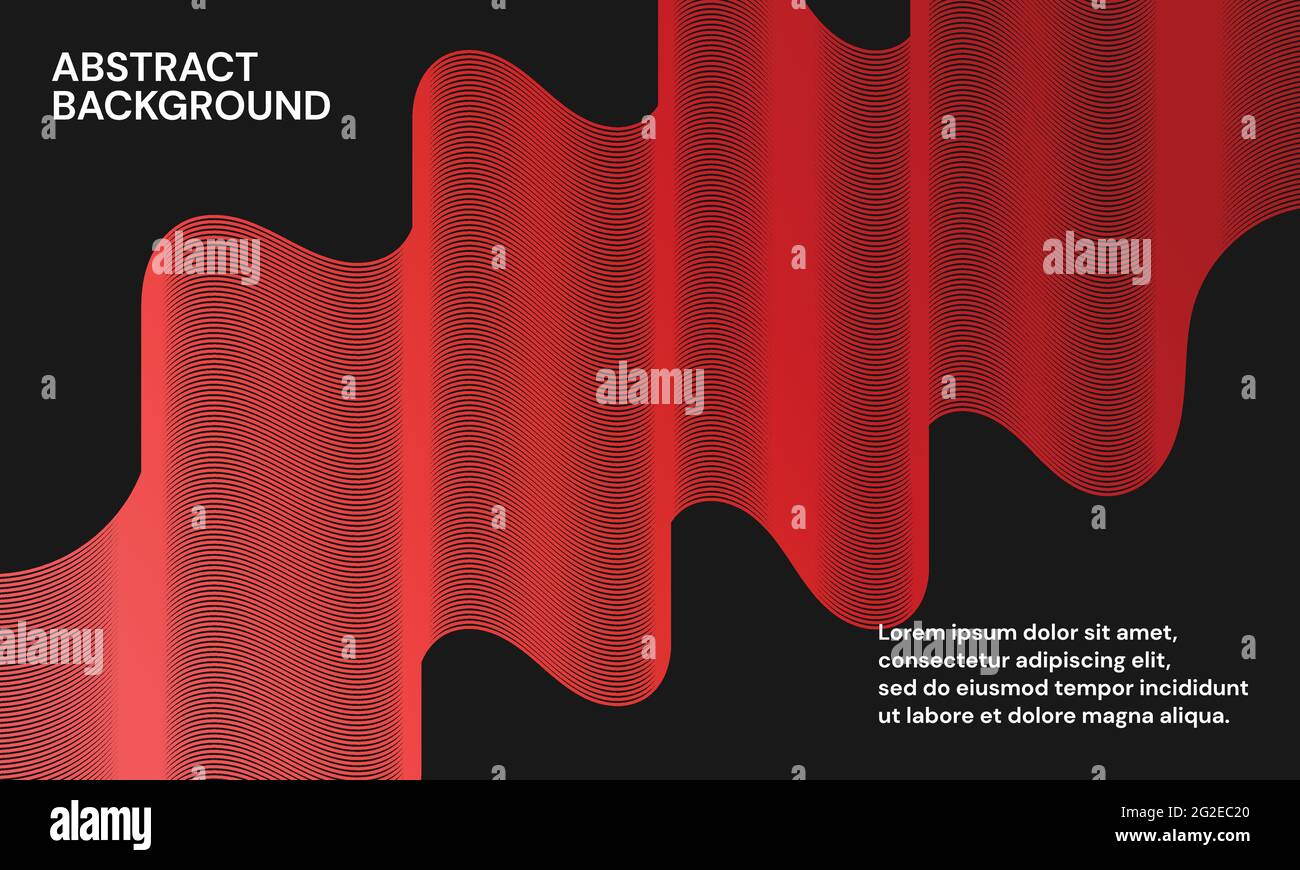 Modern abstract background with wavy lines in red gradations. Wave line ...