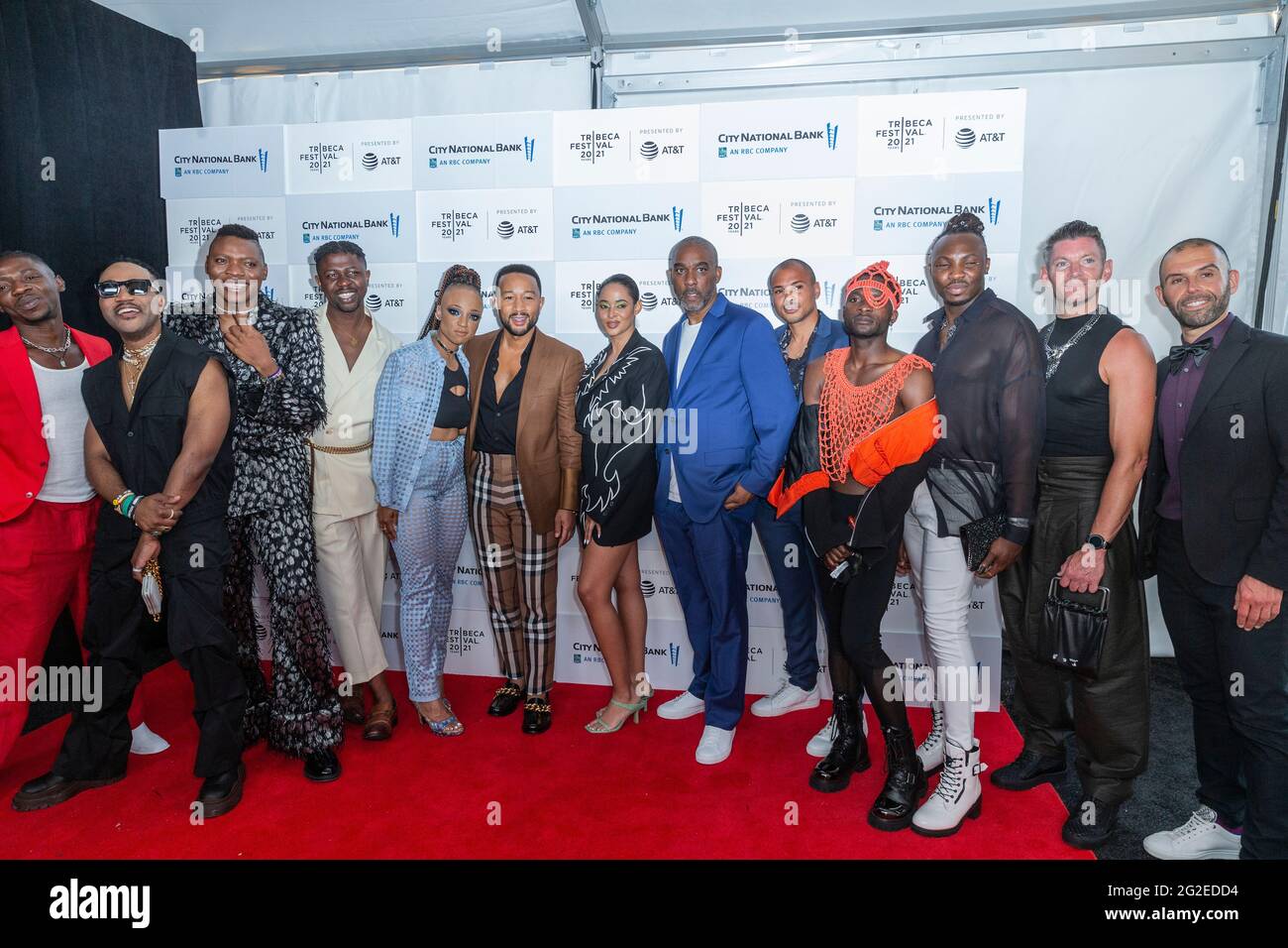 New York, NY - June 10, 2021: Crew and subjects pose during The Legend of the Underground premiere at Tribeca Film Festival at Waterfront Plaza, Battery Park City Stock Photo