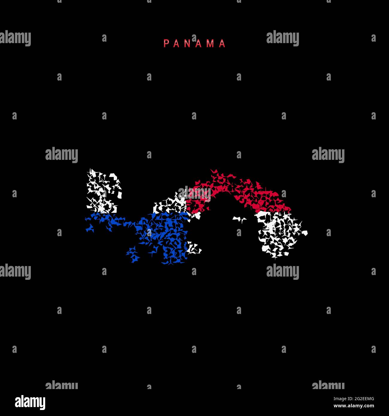 Panama flag map, chaotic particles pattern in the colors of the ...