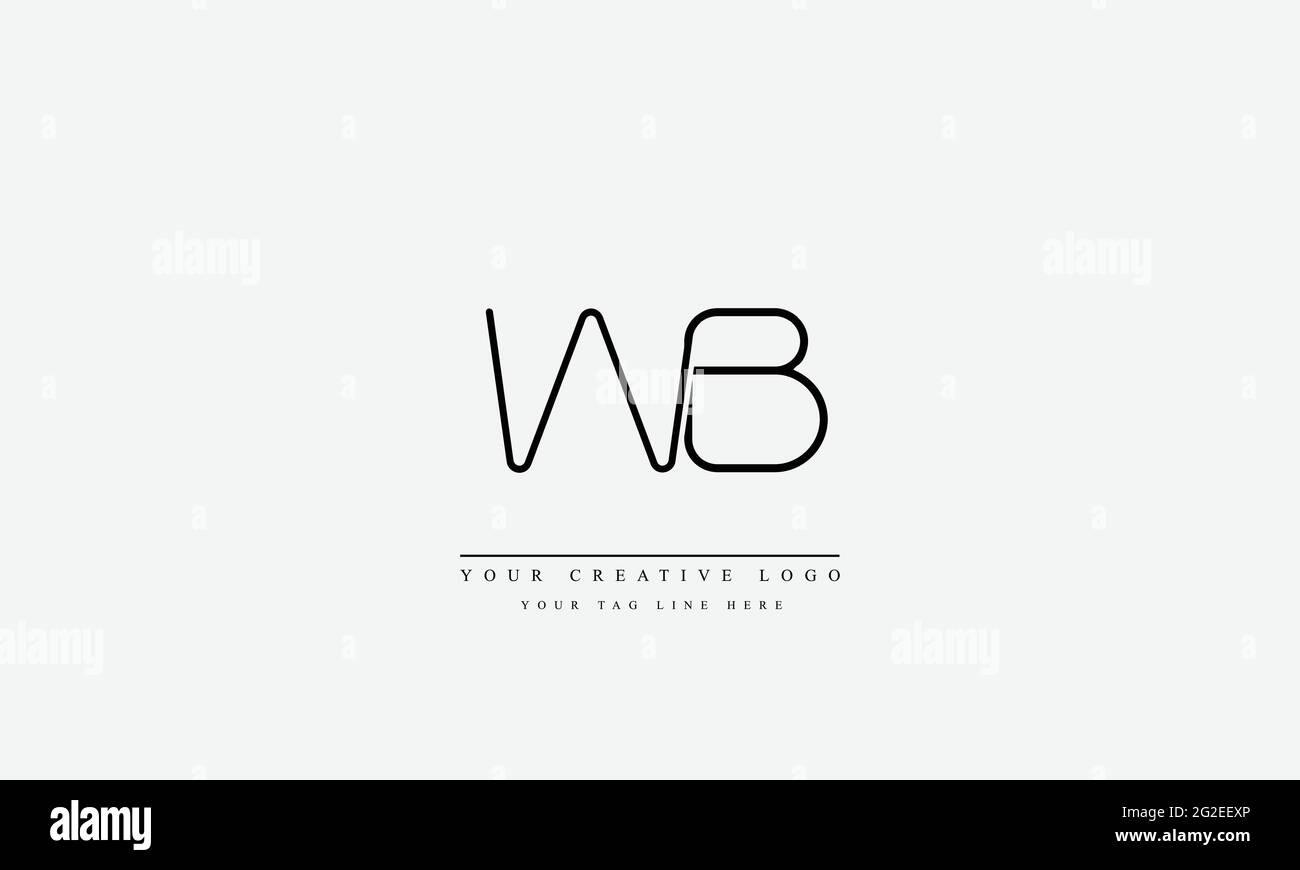 Letter Logo Design with Creative Modern Trendy Typography WB BW Stock ...