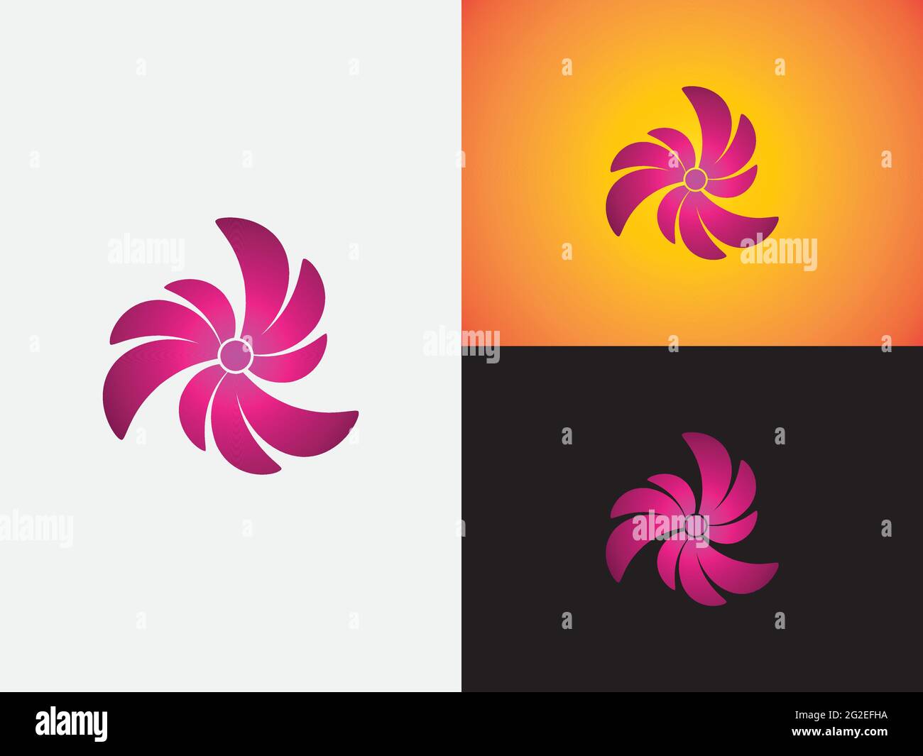Abstract flower shaped logo in pink color vector icon monogram template