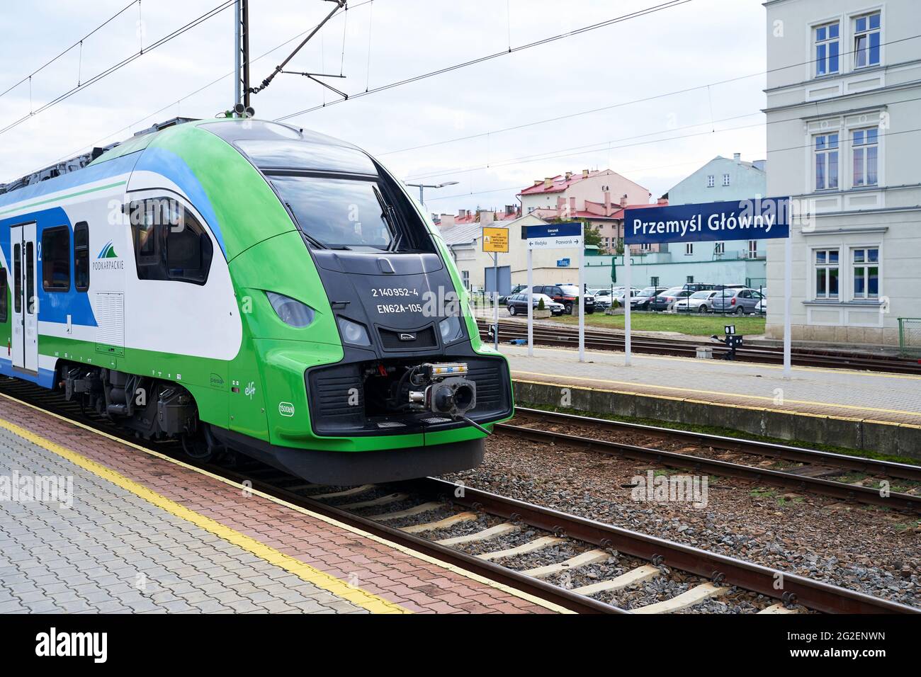 Przemysl, Poland, Oct 3, 2018: Passenger train of PKP Intercity at the main railway station of Przemysl. Stock Photo