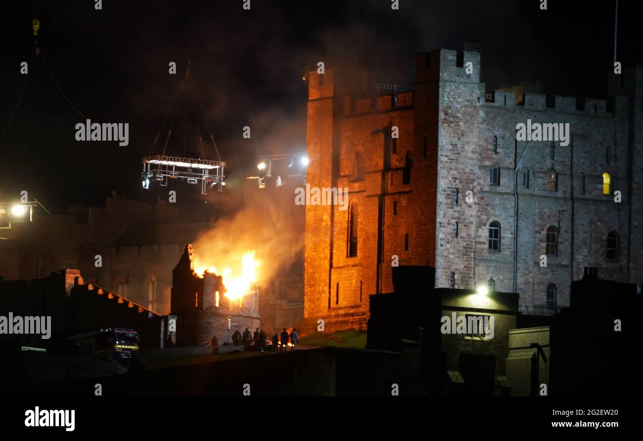 The set is put on fire as part of filming for the new Indiana Jones 5 ...