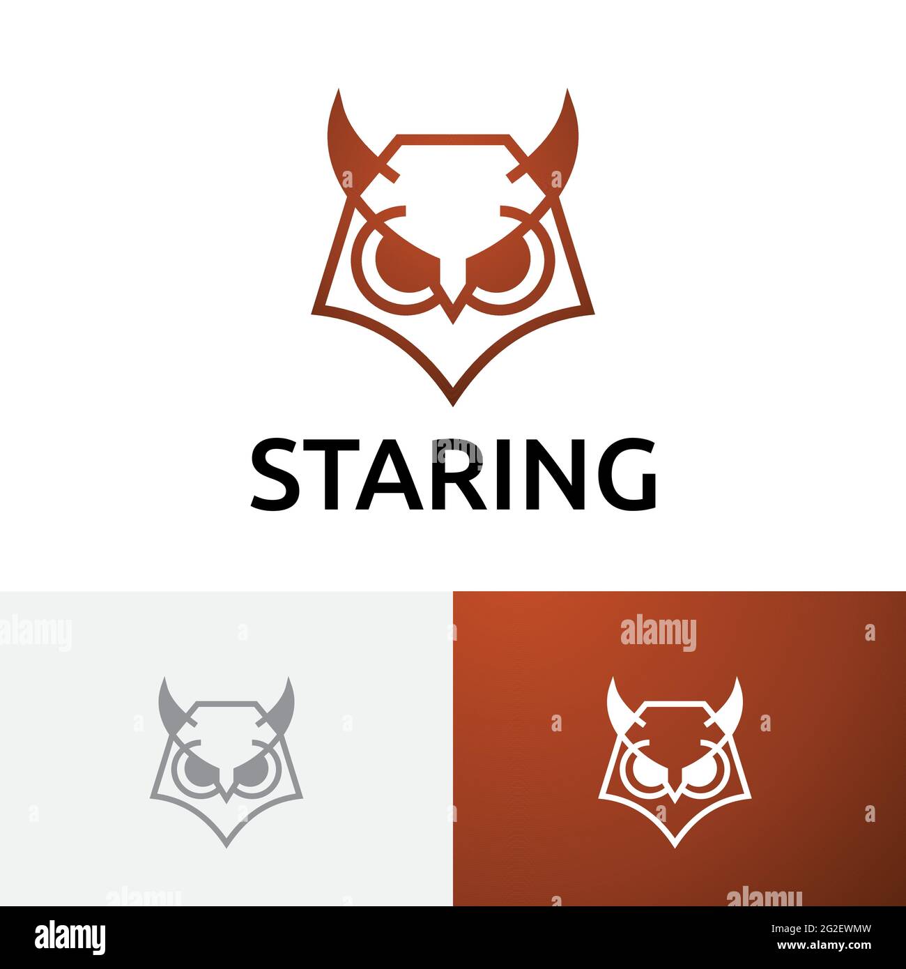 Staring Owl Eyes Focus Line Abstract Logo Stock Vector