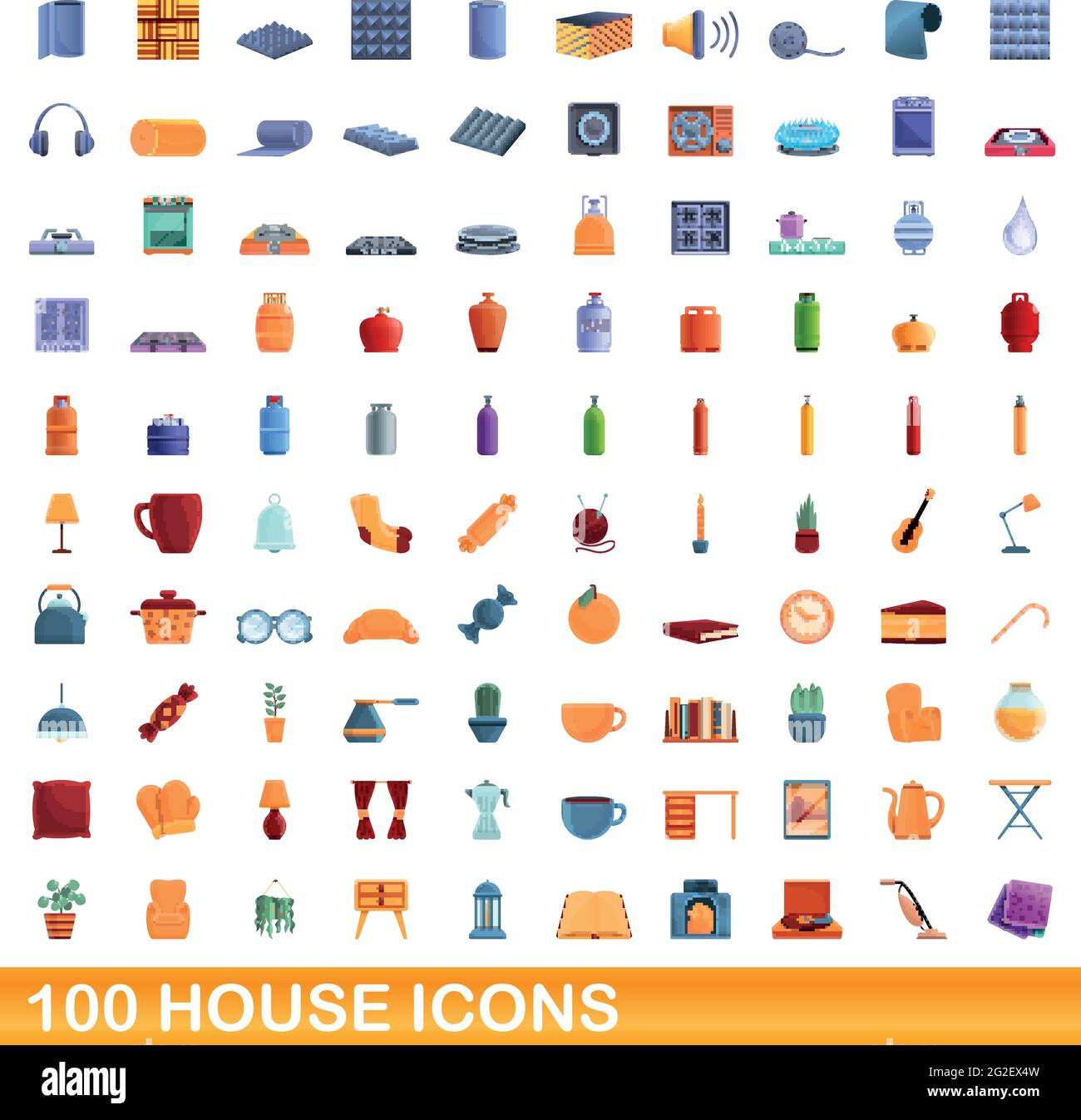 100 house icons set. Cartoon illustration of 100 house icons vector set ...