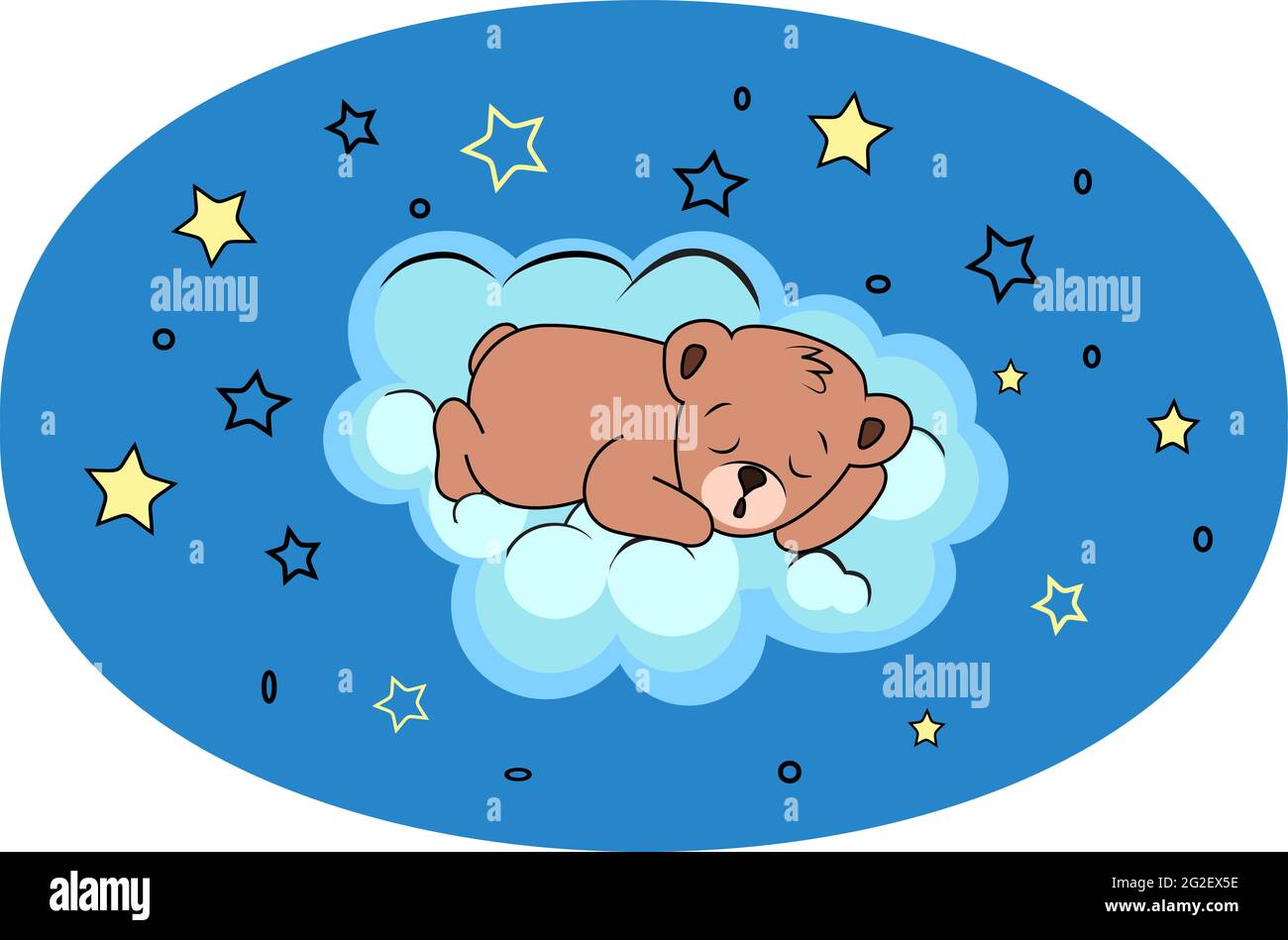 Adorable teddy bear sleeping on cloud in night sky Stock Vector Image ...