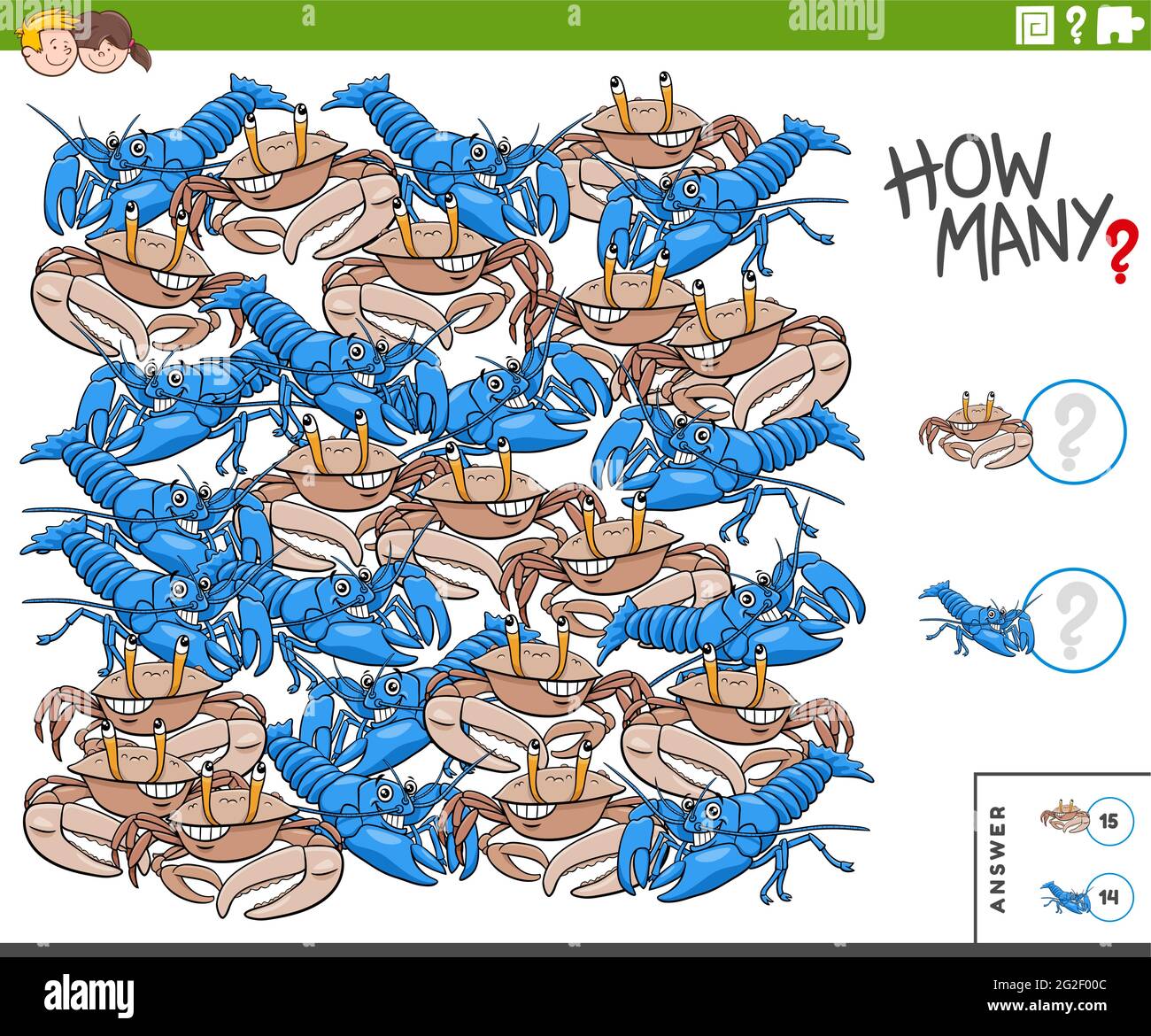 Illustration of educational counting game for children with comic ...