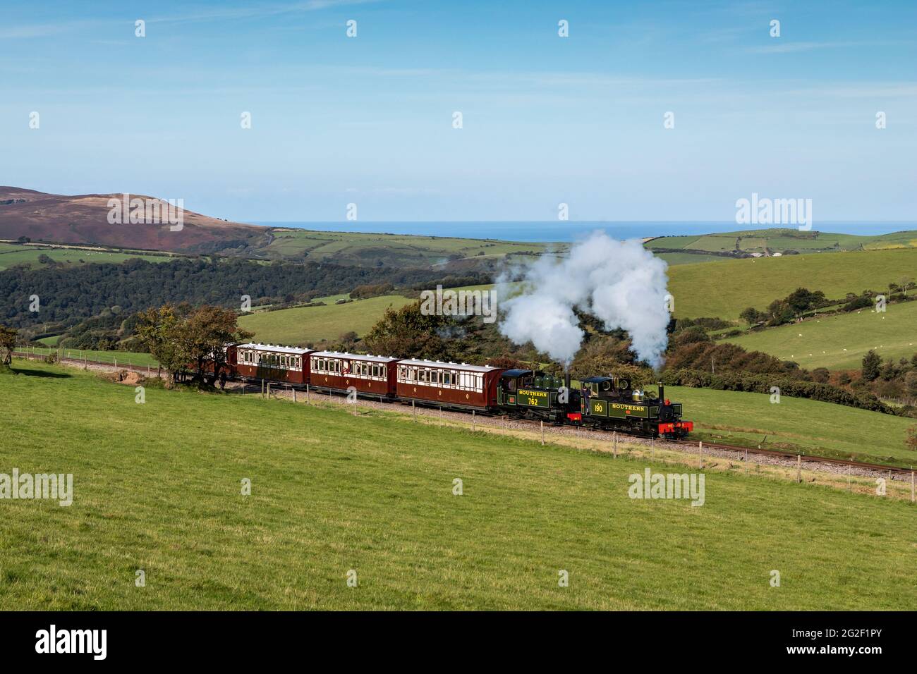Steam locomotives Lyd and Lyn on the Lynton & Barnstaple Railway Stock Photo