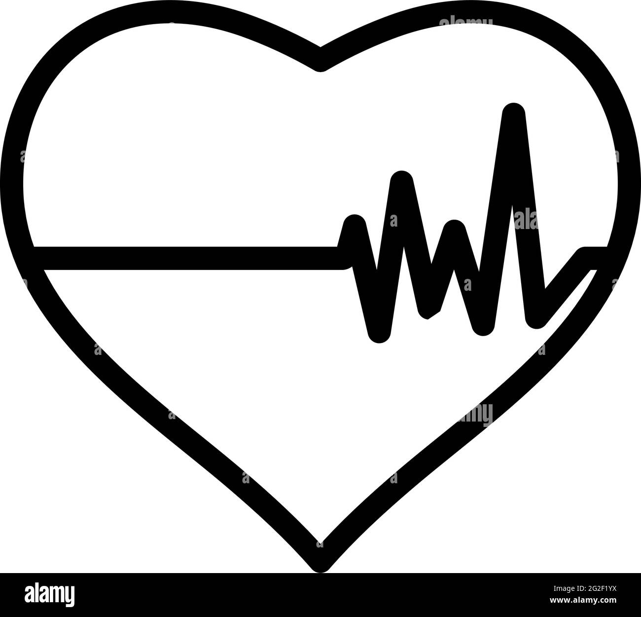 Icon Of Heart With Cardio Diagram. Bold outline design with editable ...