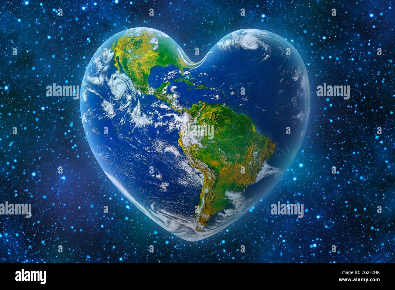 Earth in the shape of a heart, ecology and environment concept  -  Elements of this image furnished by NASA. Stock Photo