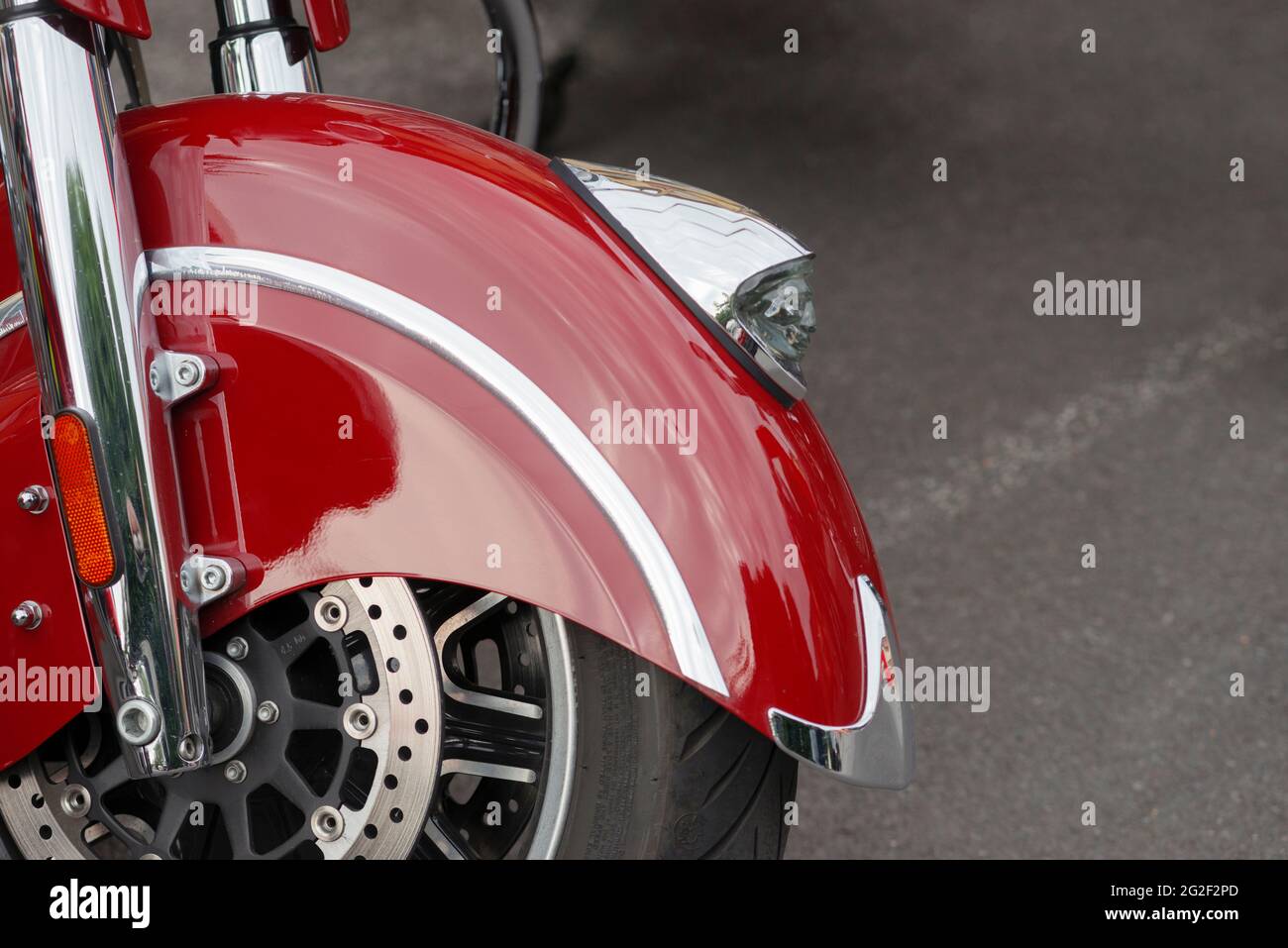 American Indian Motorcycle, Front Wheel and Mudguard Stock Photo