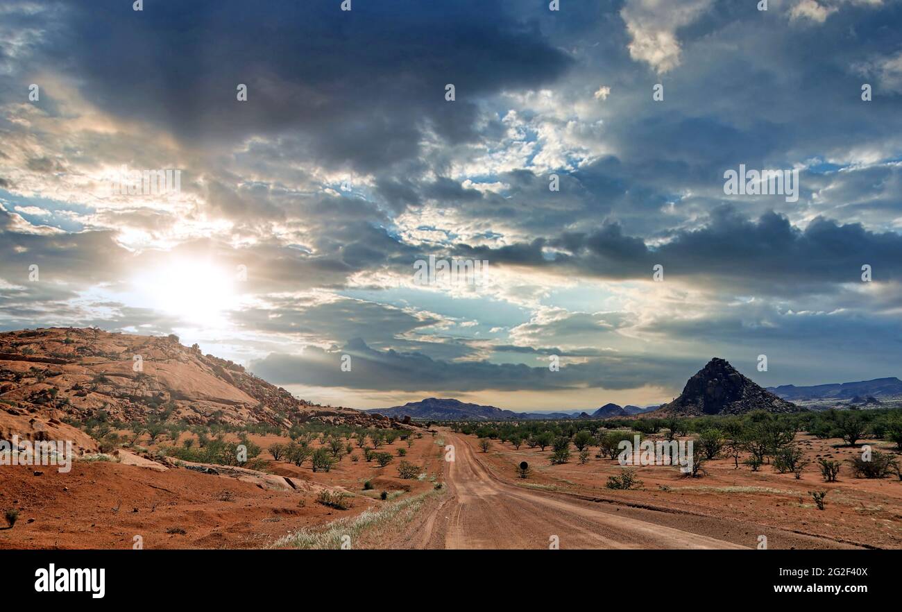 Driving through the Damaraland in Namibia Stock Photo