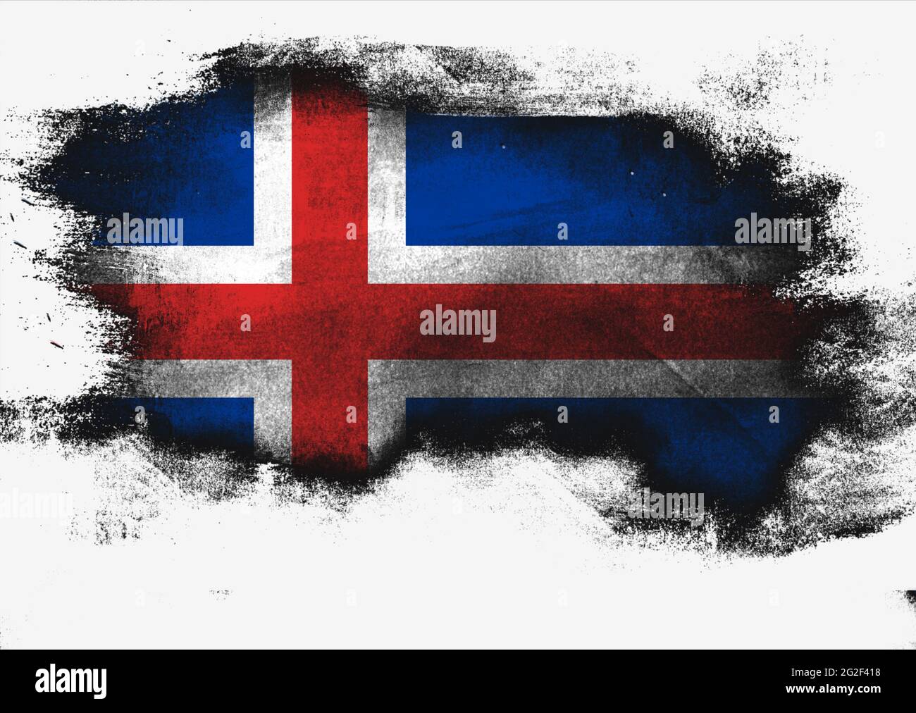Iceland flag painted with brush on white background, 3D rendering Stock ...