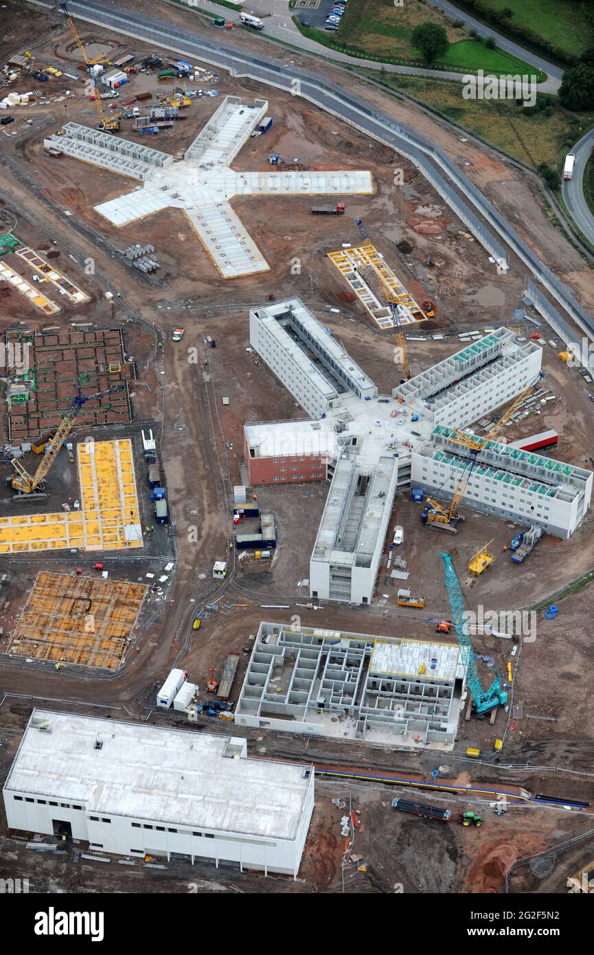 Featherstone super prison under construction Staffordshire Uk Aerial view new prison construction Stock Photo