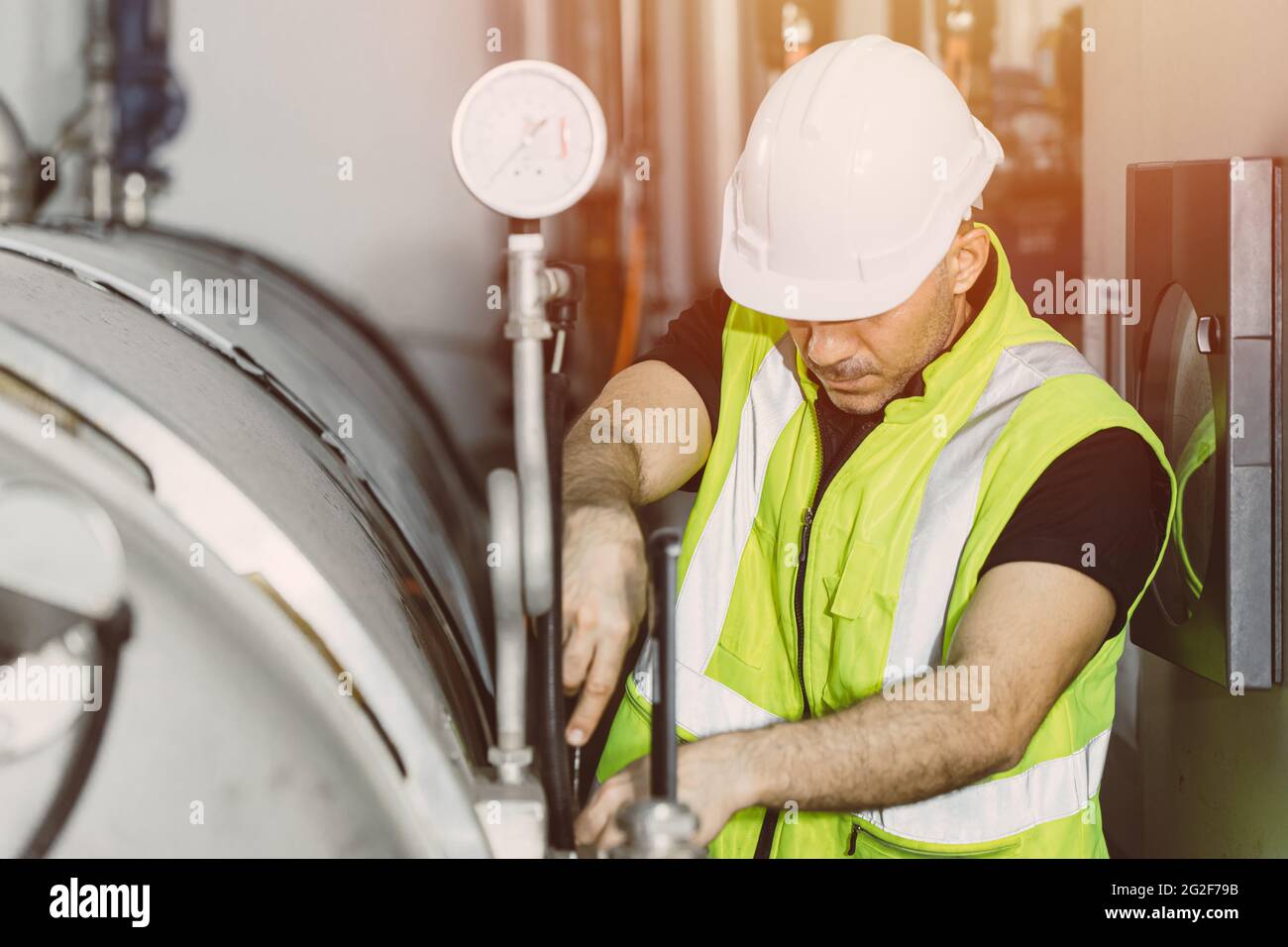 Caucasian Plumber Worker Wearing Safety Gloves Adjusting Water Sewage  Residential Stock Photo by ©welcomia 415928518