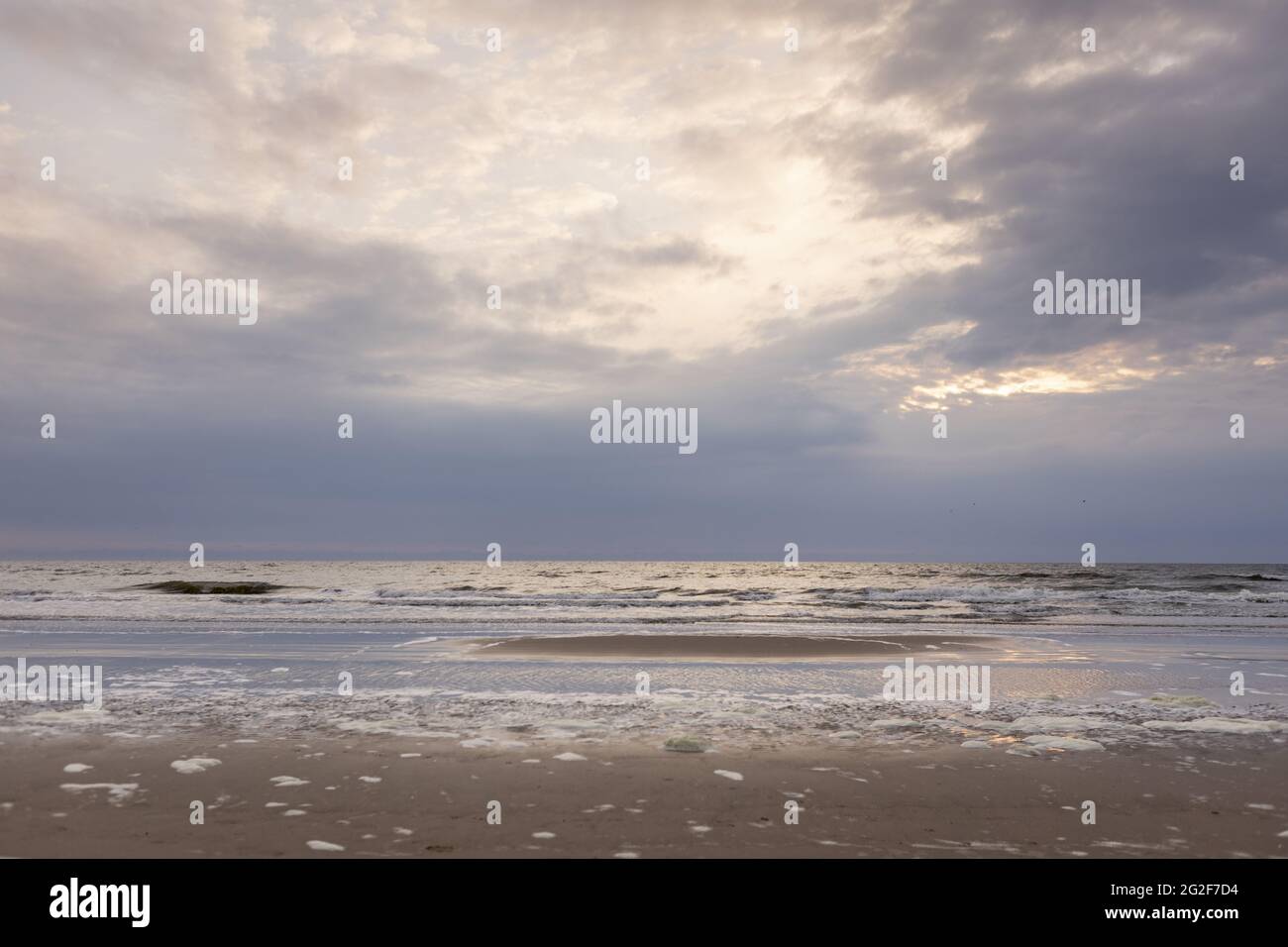 Beach in The Netherlands with stranded air bubbles Stock Photo