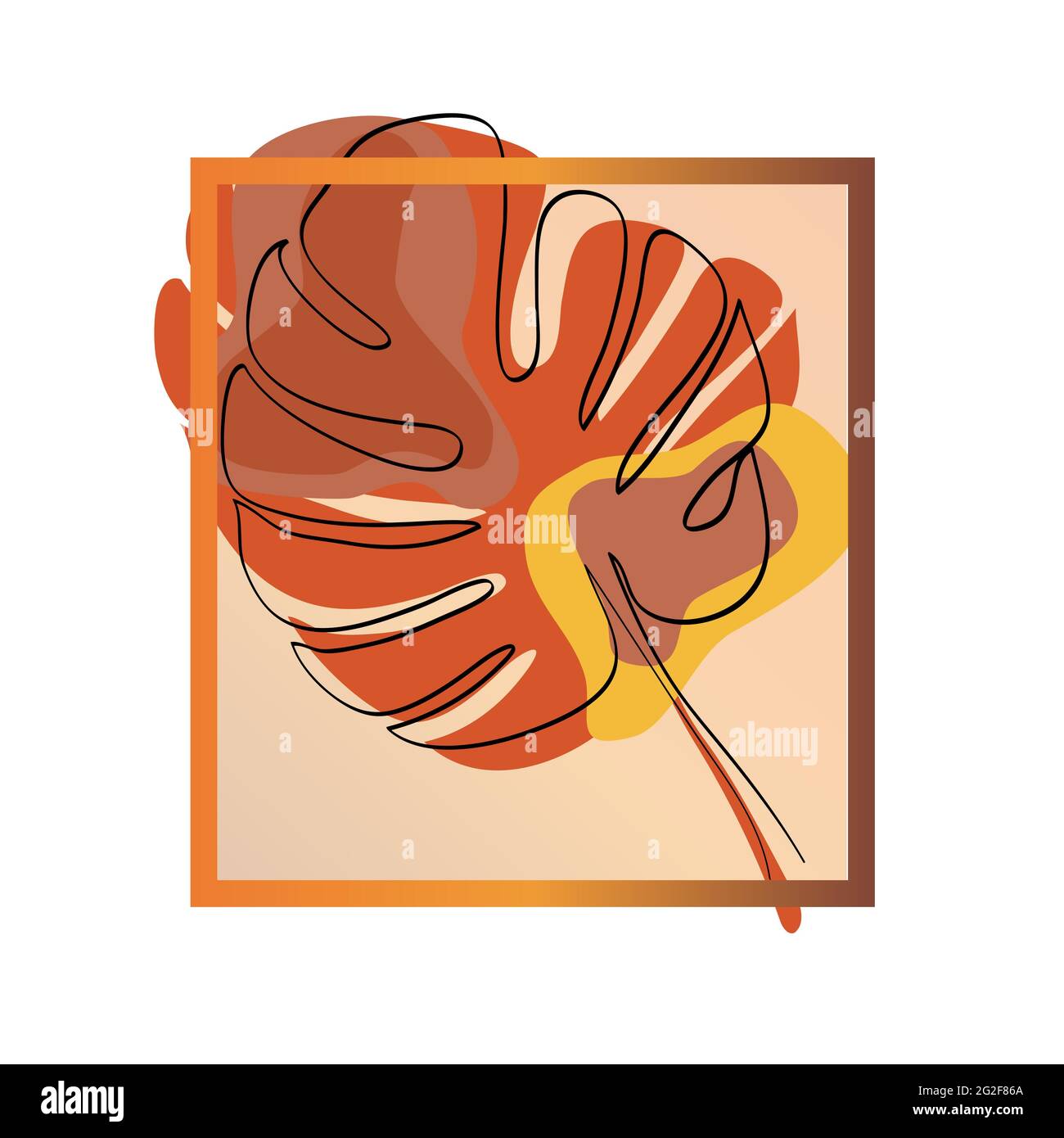 Abstract frame with tropical leaf inside Stock Vector