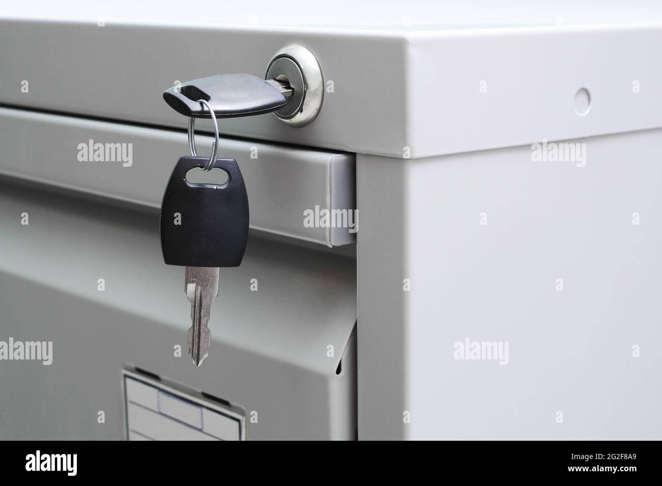 key in office cabinet drawer lock Stock Photo