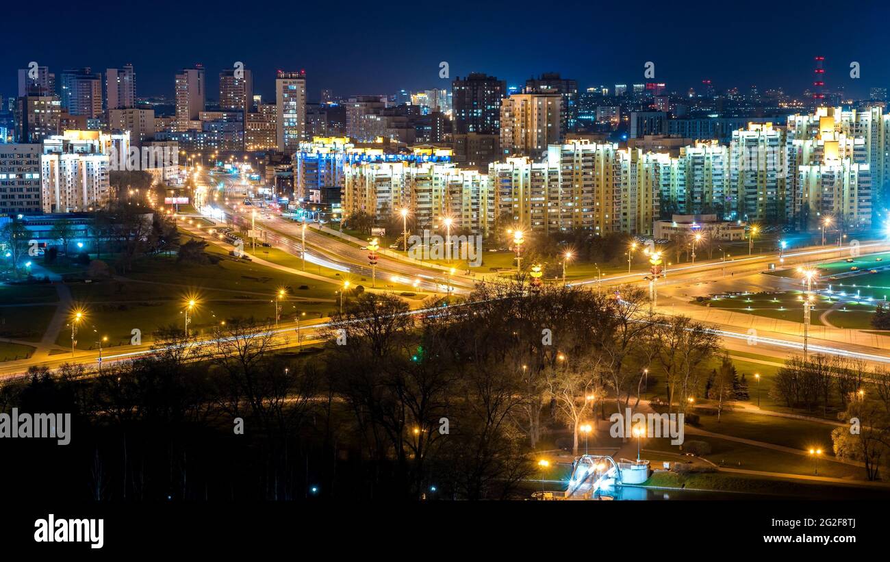 Night Traffic Of The City Of Minsk The Capital Of Belarus Stock Photo Alamy