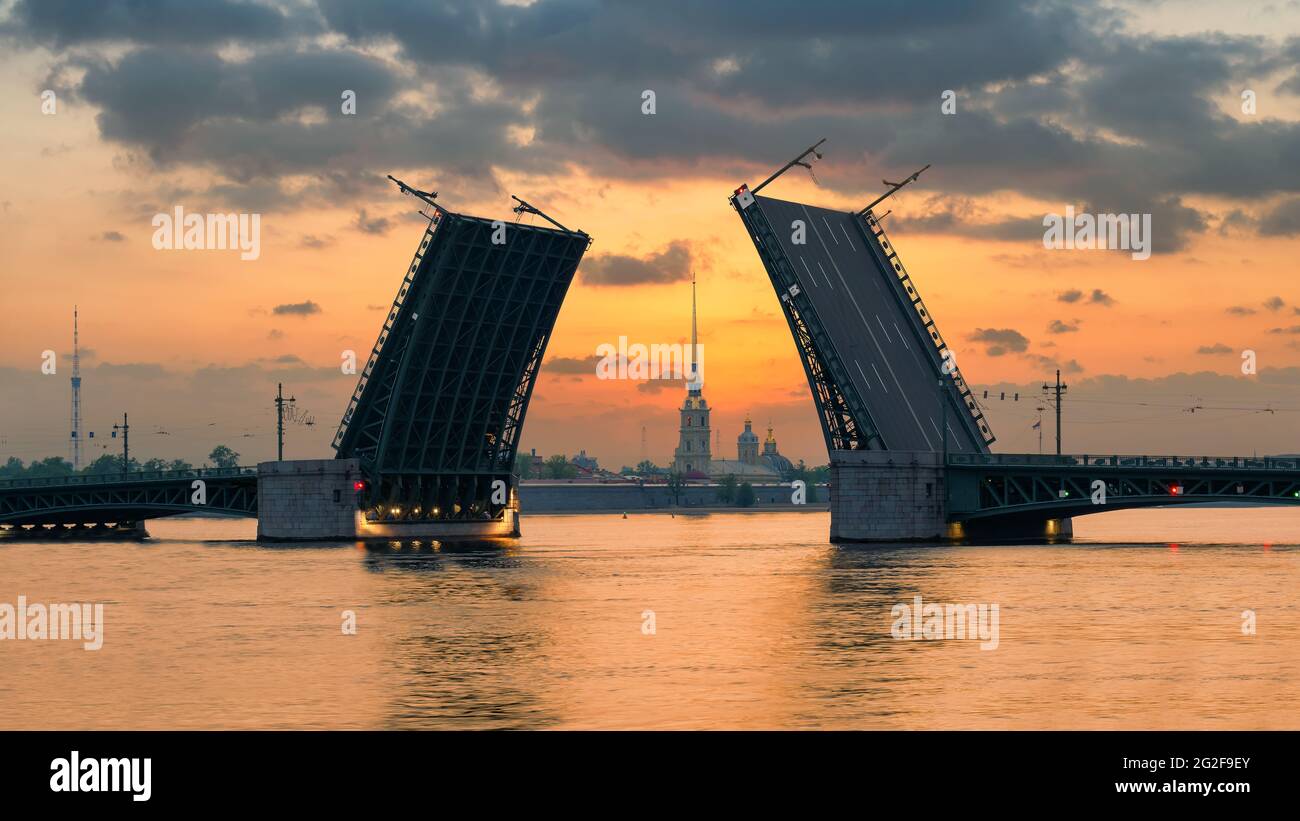 St Petersburg skyline at sunrise, Russia Stock Photo