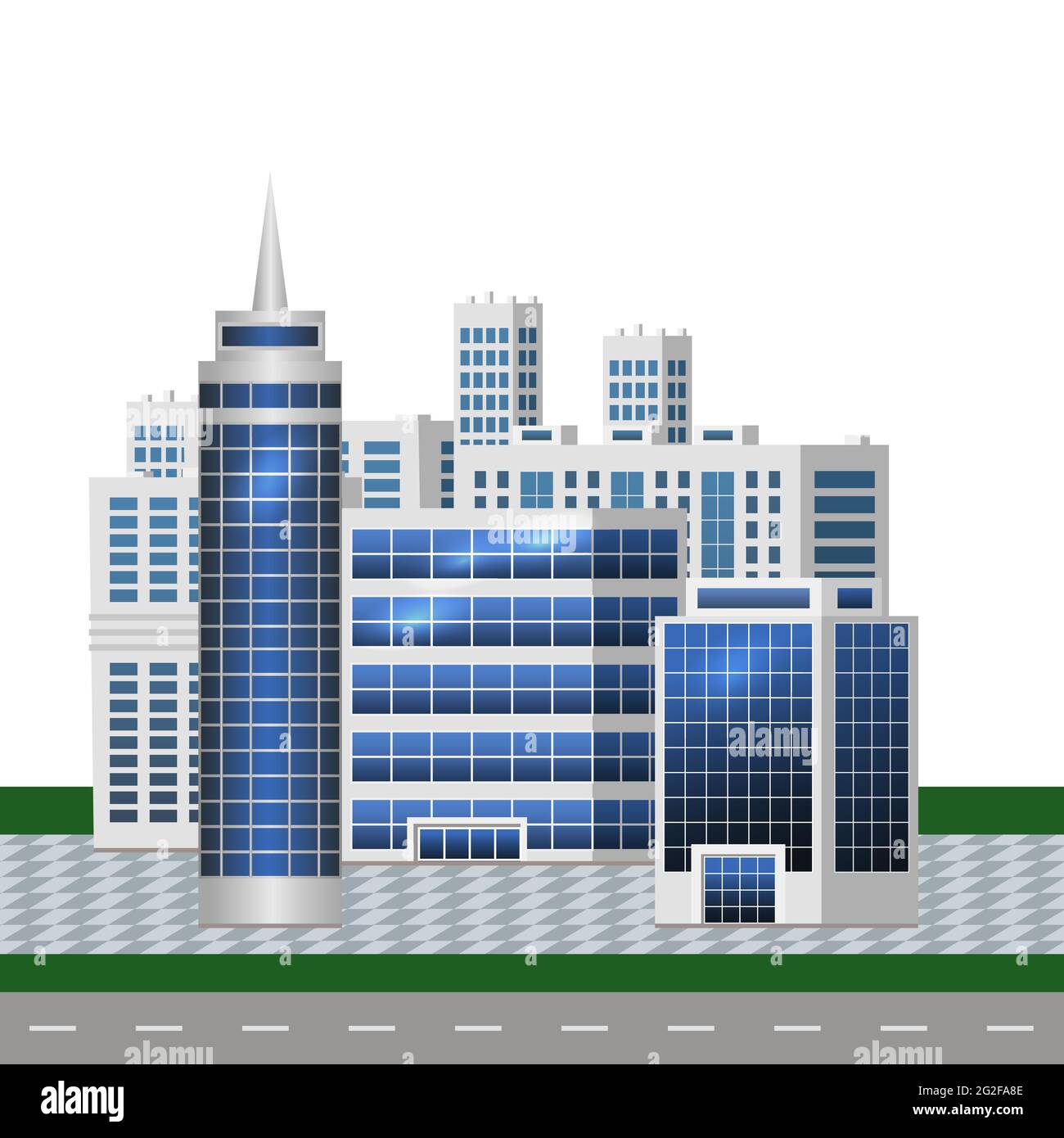 Urban landscape with big modern buildings. Smart city, business center,office buildingskyscraper houses. For cityscape background, concept or metropol Stock Vector