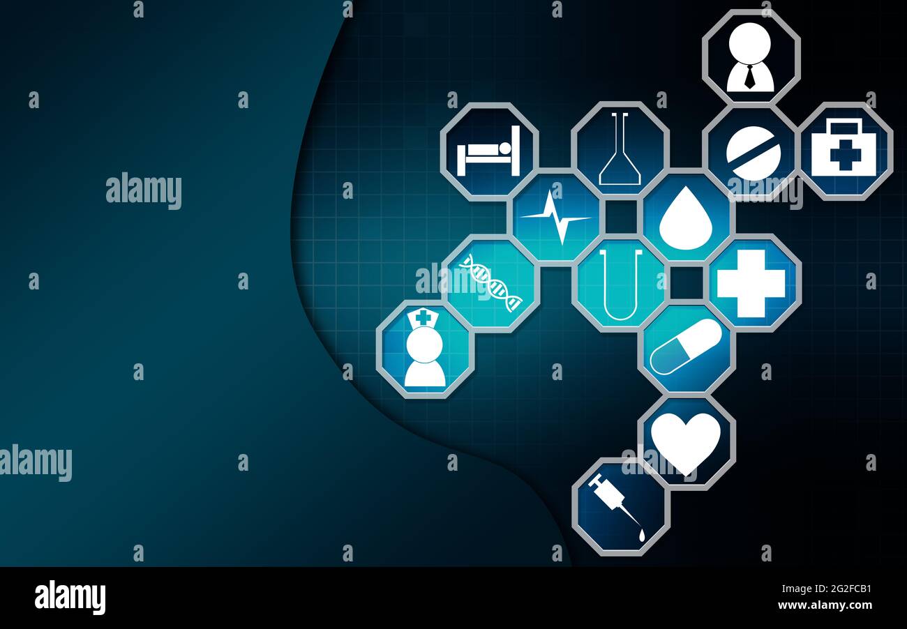 Blue medical icons with banner, 3D rendering Stock Photo - Alamy