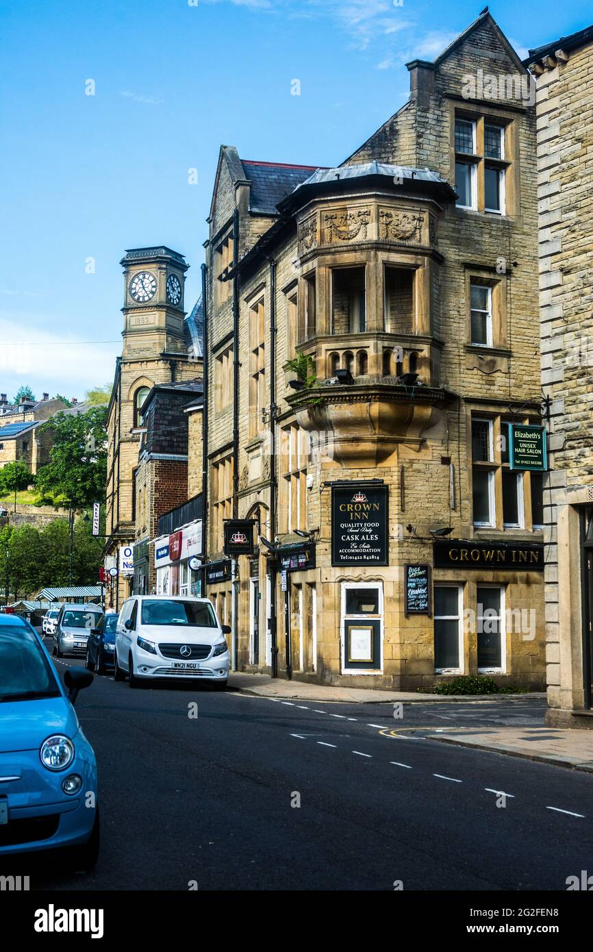 Street view of Hebden Bridge Stock Photo Alamy