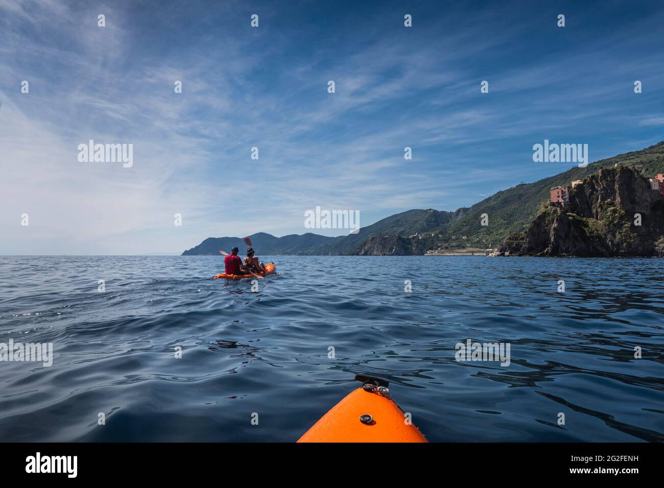 Kayking in cinque terre Stock Photo