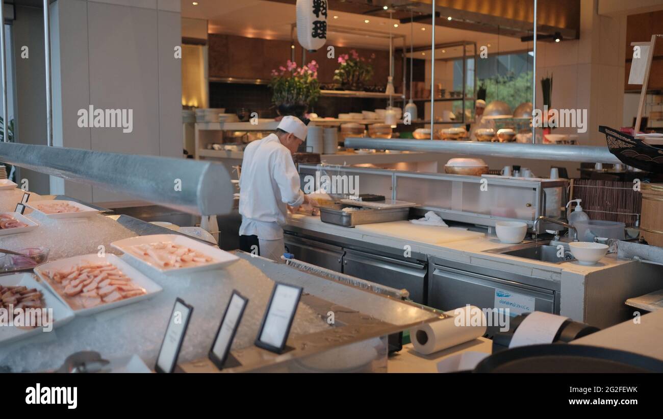 Breakfast Buffet Millennium Hilton hotel Stock Photo Alamy