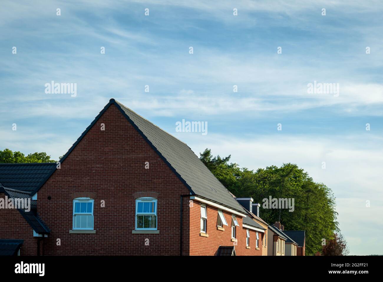 Row of new built houses in england uk Stock Photo Alamy