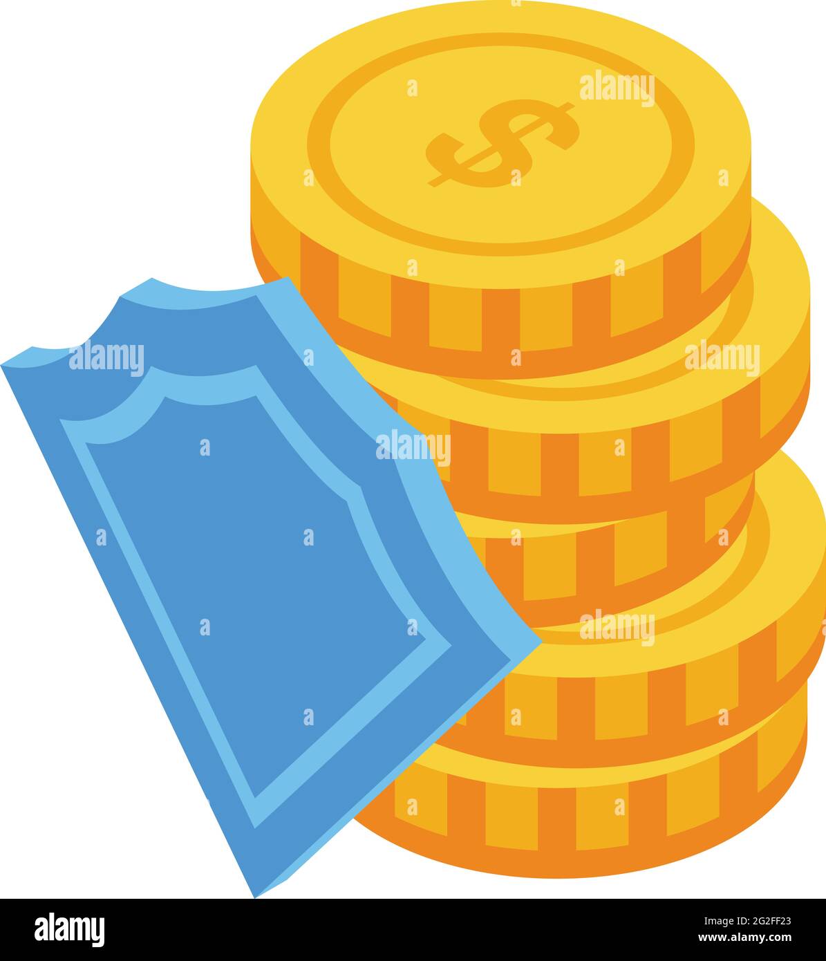 Coins security consumer rights icon. Isometric of Coins security ...