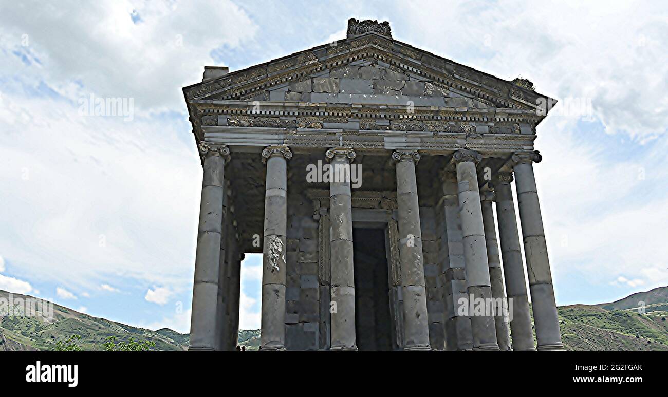 The temple of Garni is the only Greek-Roman colonnaded temple left in Armenia. Made in Ionic style and located in the village of Garni it is the best Stock Photo