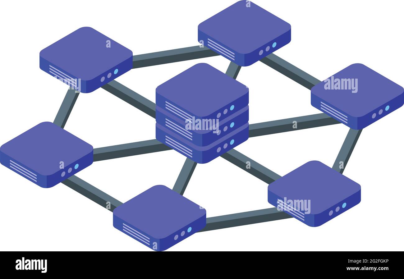 Block chain network icon. Isometric of Block chain network vector icon ...