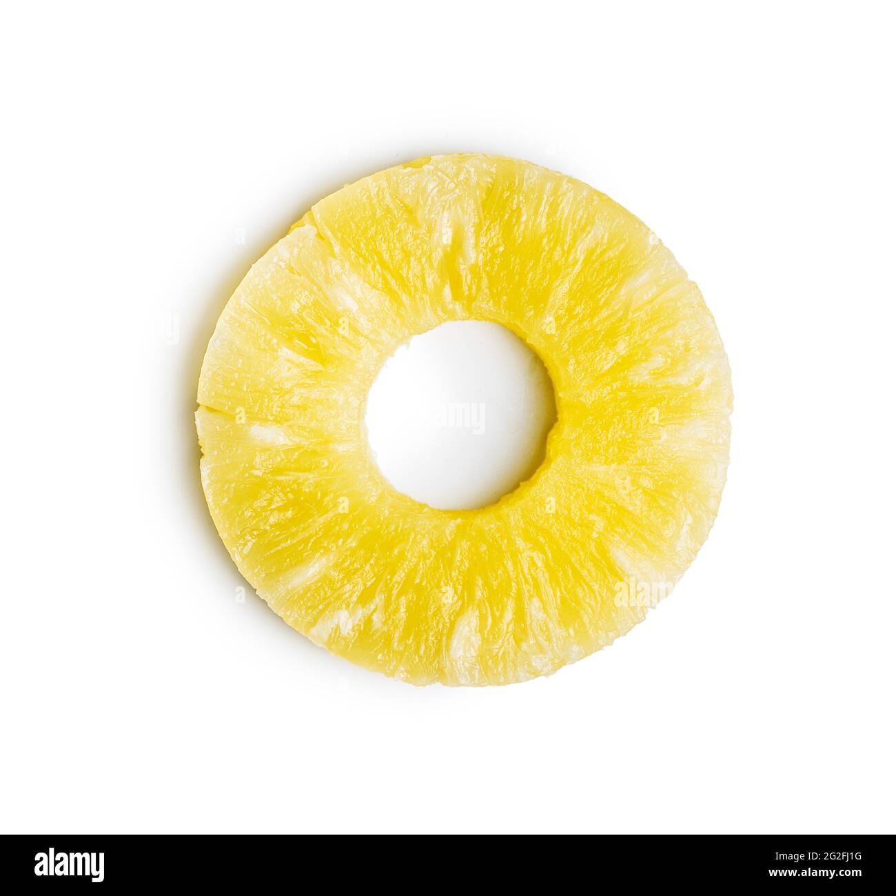 Canned sliced pineapple fruit isolated on white background. Stock Photo